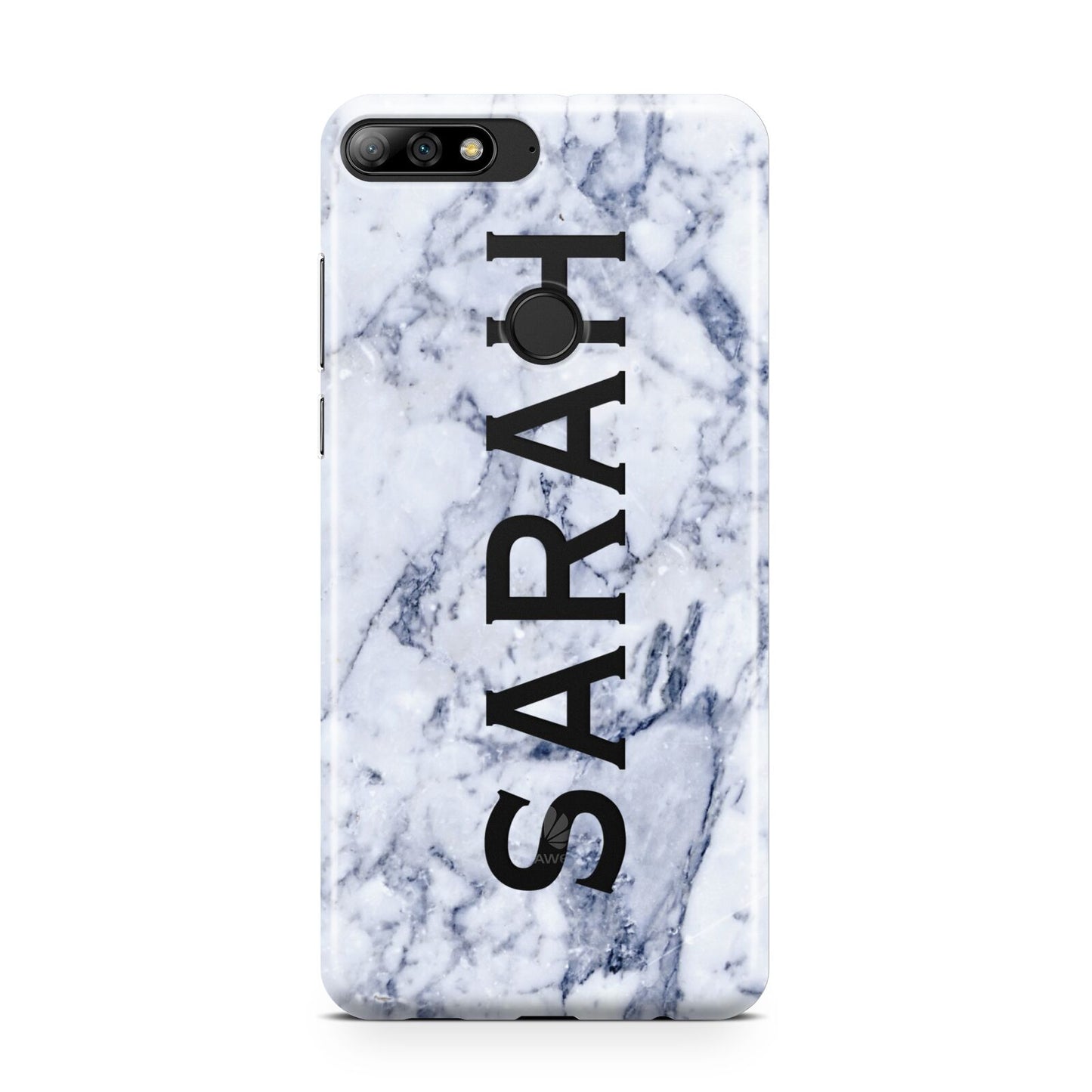 Personalised Clear Name Cutout Blue Marble Custom Huawei Y7 2018