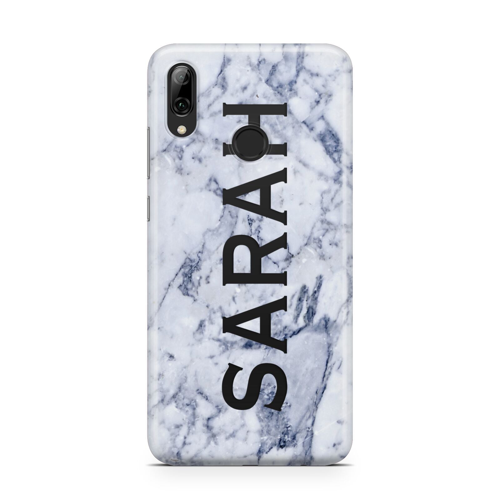 Personalised Clear Name Cutout Blue Marble Custom Huawei Y7 2019