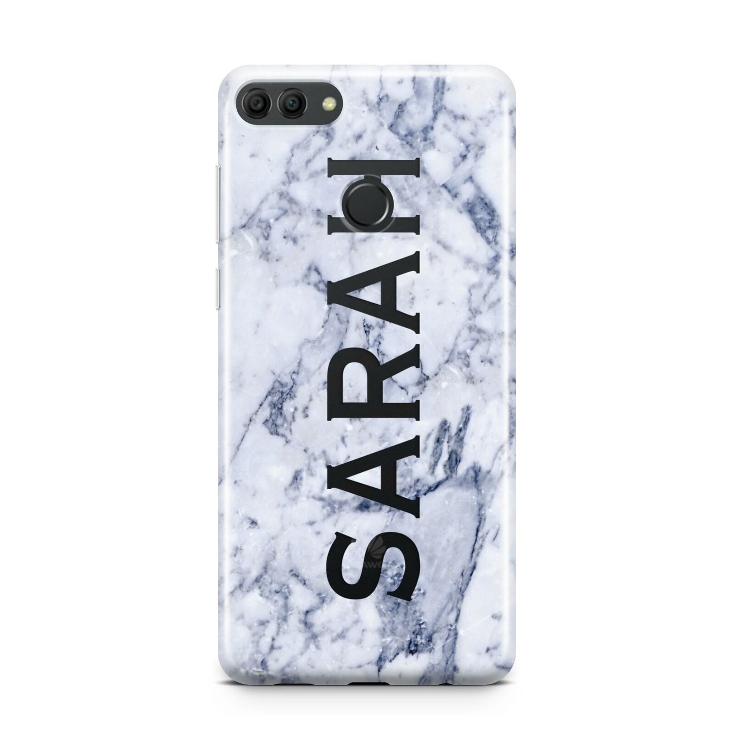 Personalised Clear Name Cutout Blue Marble Custom Huawei Y9 2018