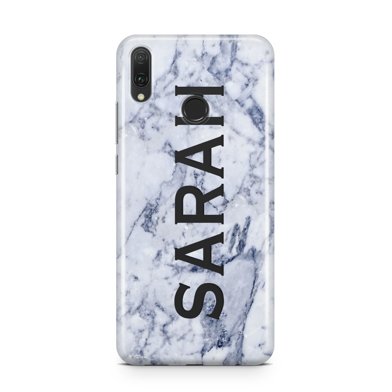 Personalised Clear Name Cutout Blue Marble Custom Huawei Y9 2019