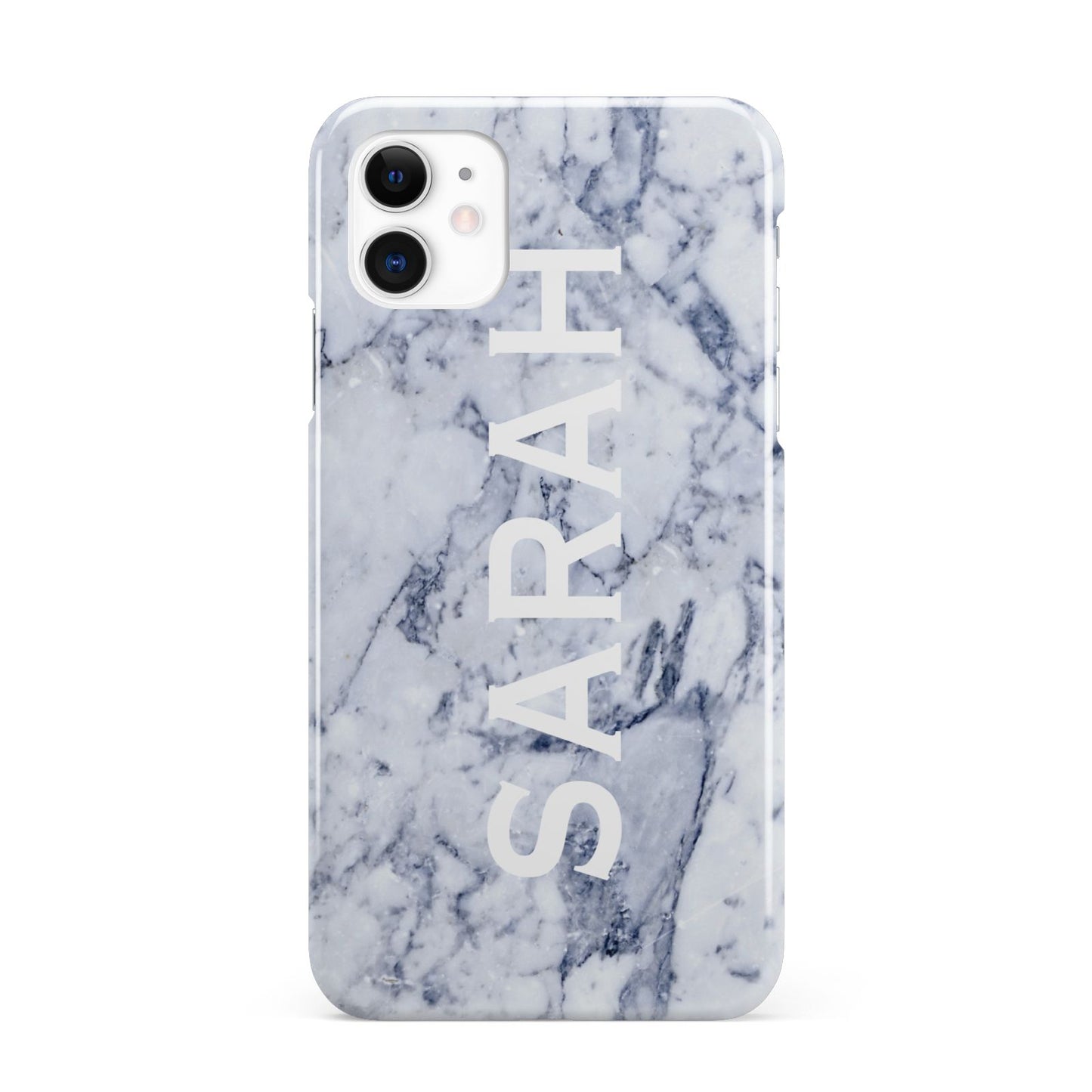 Personalised Clear Name Cutout Blue Marble Custom iPhone 11 3D Snap Case