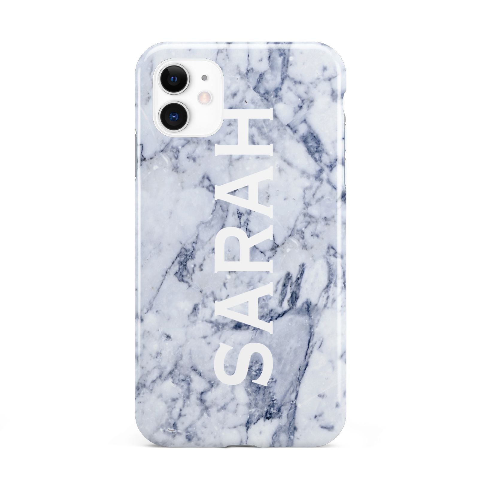 Personalised Clear Name Cutout Blue Marble Custom iPhone 11 3D Tough Case