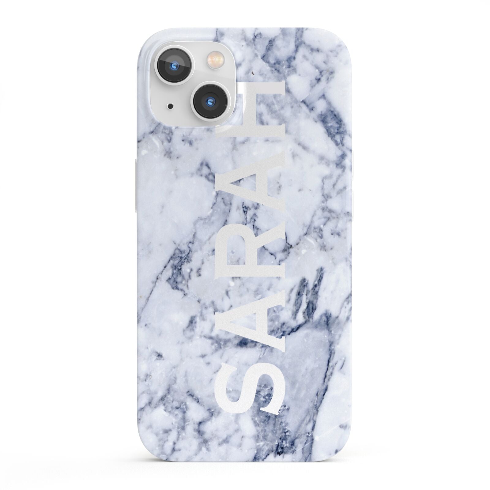 Personalised Clear Name Cutout Blue Marble Custom iPhone 13 Full Wrap 3D Snap Case