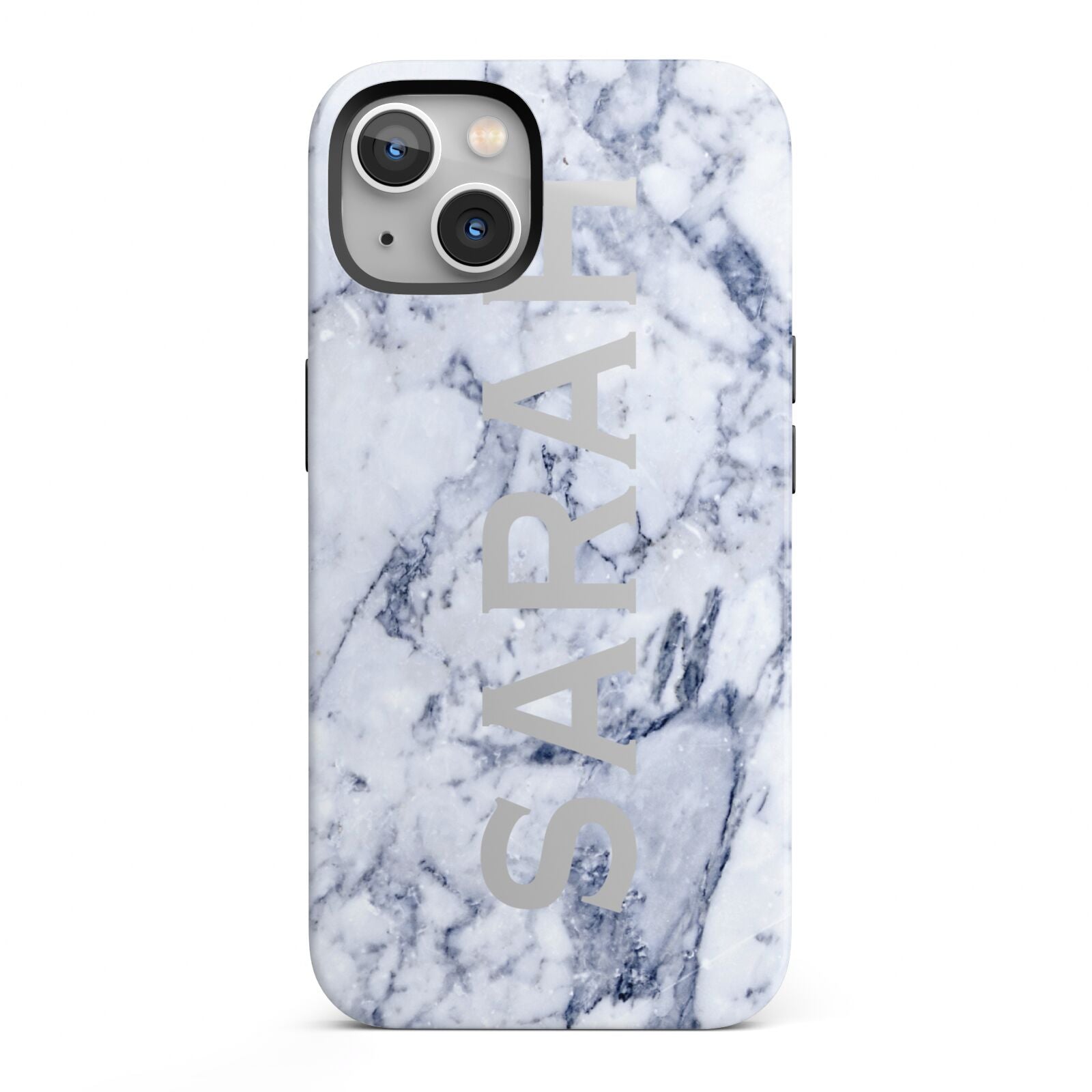 Personalised Clear Name Cutout Blue Marble Custom iPhone 13 Full Wrap 3D Tough Case