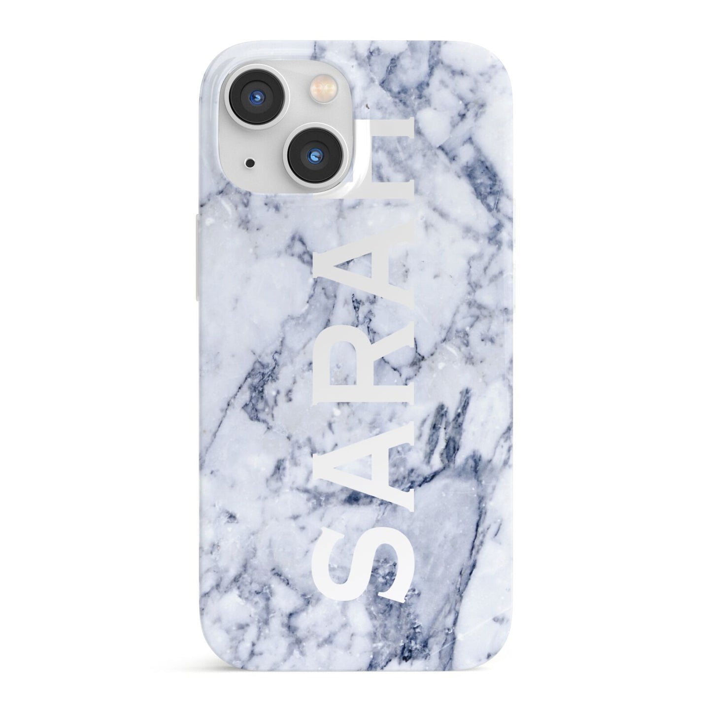 Personalised Clear Name Cutout Blue Marble Custom iPhone 13 Mini Full Wrap 3D Snap Case