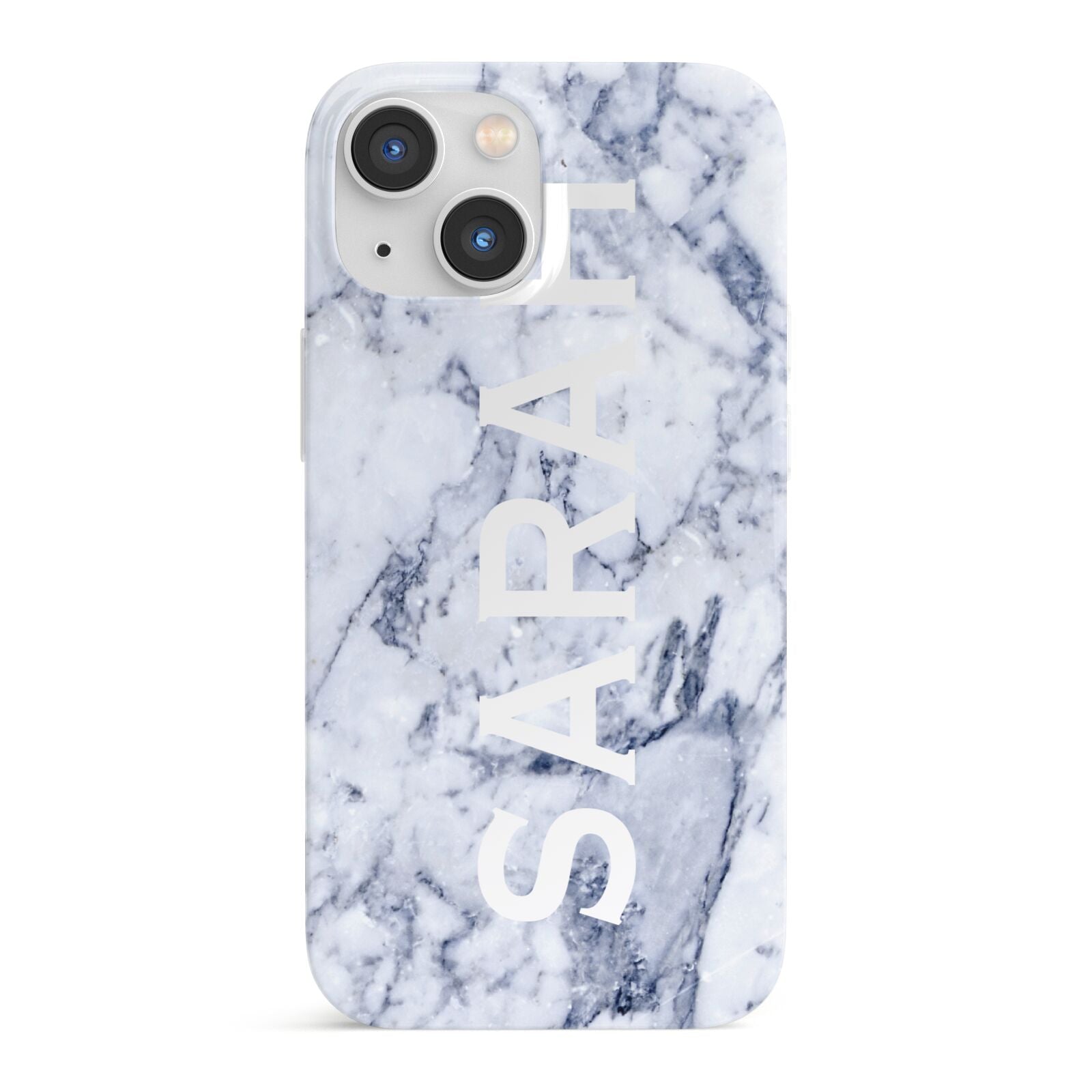 Personalised Clear Name Cutout Blue Marble Custom iPhone 13 Mini Full Wrap 3D Snap Case