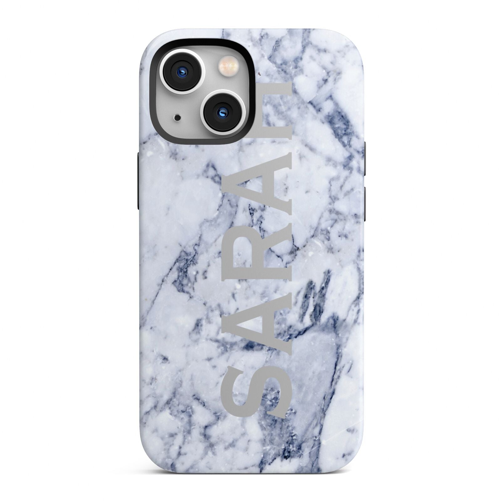 Personalised Clear Name Cutout Blue Marble Custom iPhone 13 Mini Full Wrap 3D Tough Case