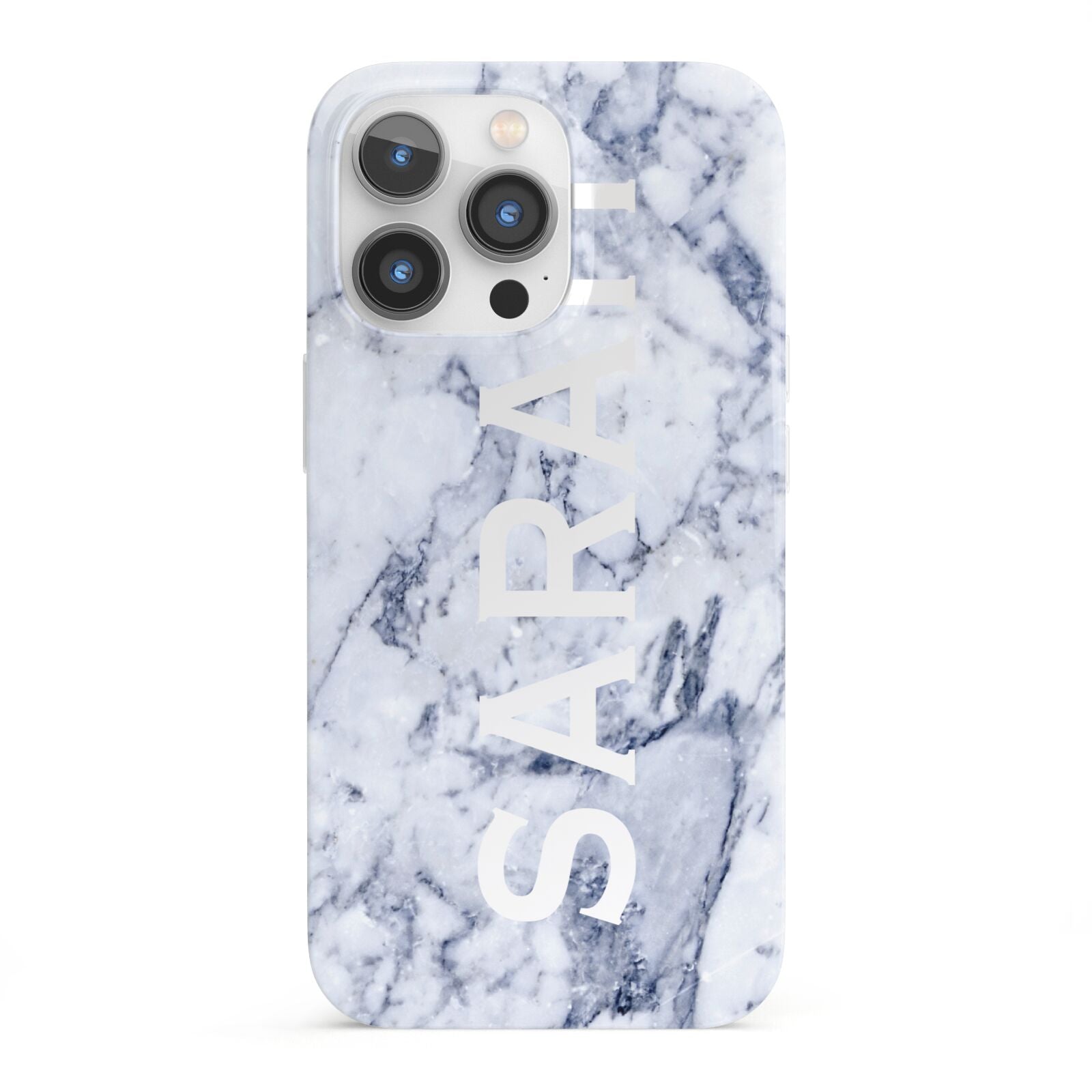 Personalised Clear Name Cutout Blue Marble Custom iPhone 13 Pro Full Wrap 3D Snap Case