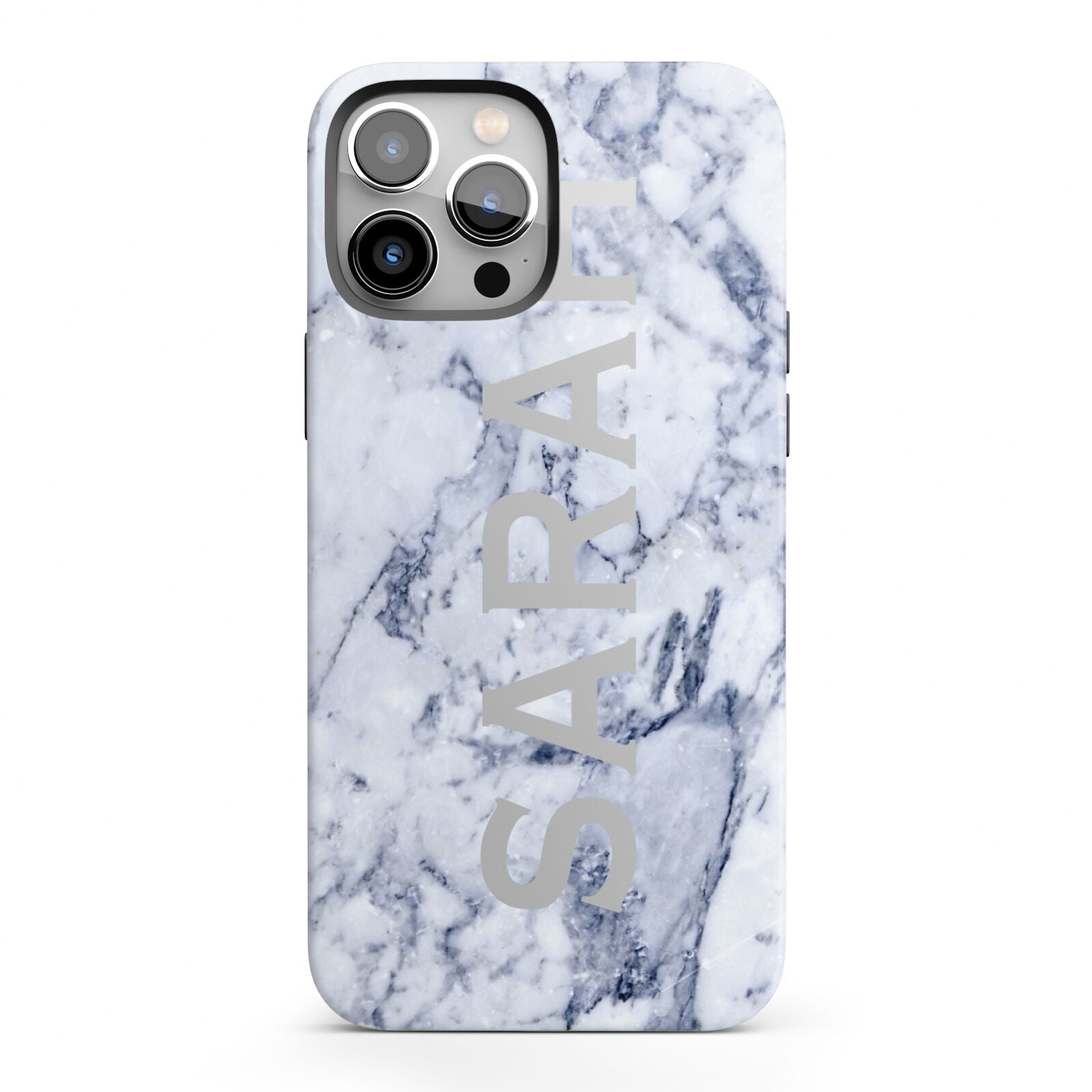 Personalised Clear Name Cutout Blue Marble Custom iPhone 13 Pro Max Full Wrap 3D Tough Case