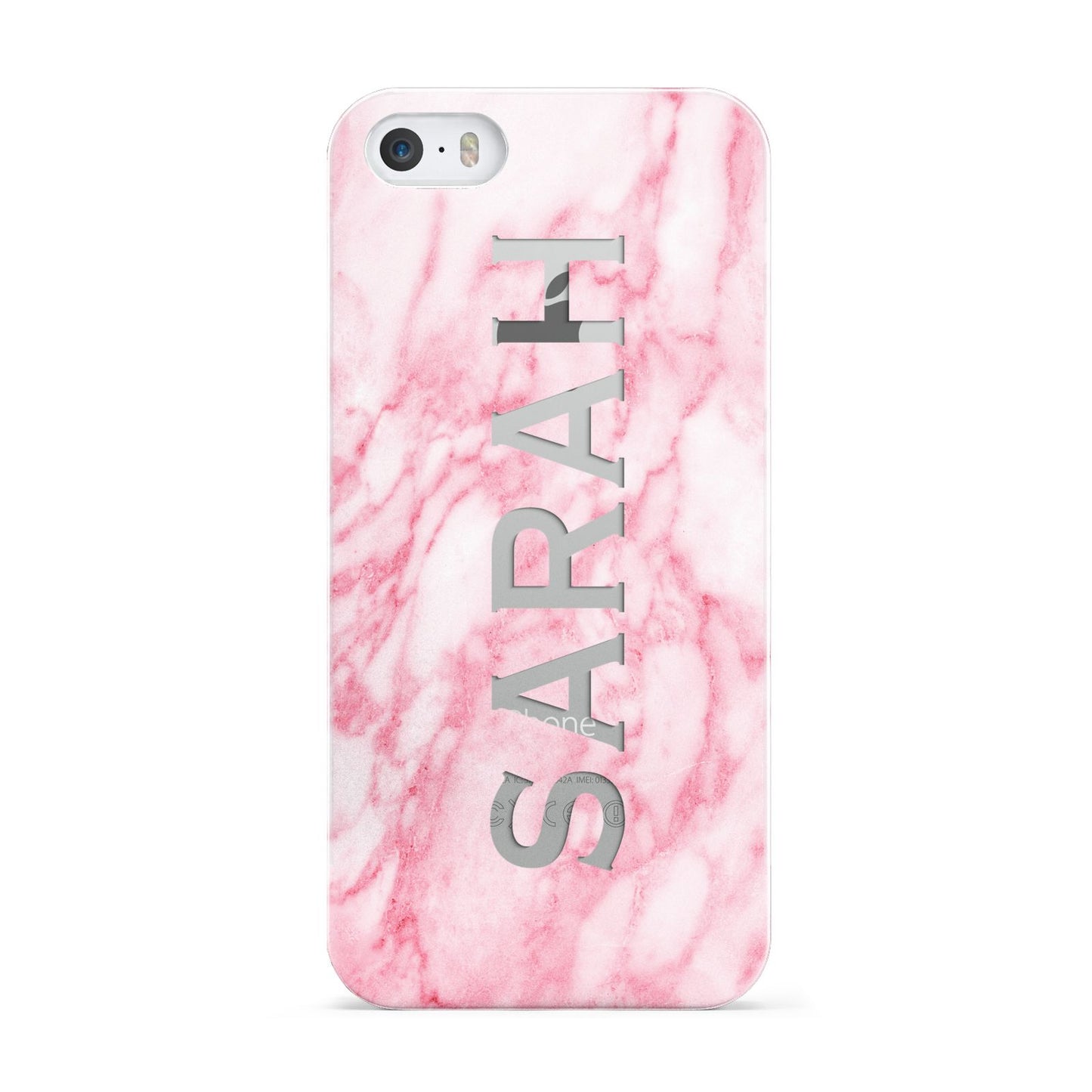 Personalised Clear Name Cutout Pink Marble Custom Apple iPhone 5 Case