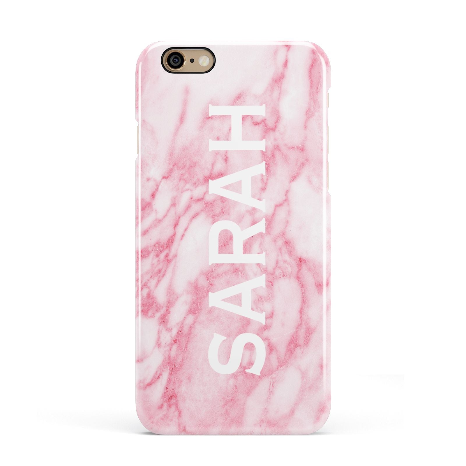 Personalised Clear Name Cutout Pink Marble Custom Apple iPhone 6 3D Snap Case