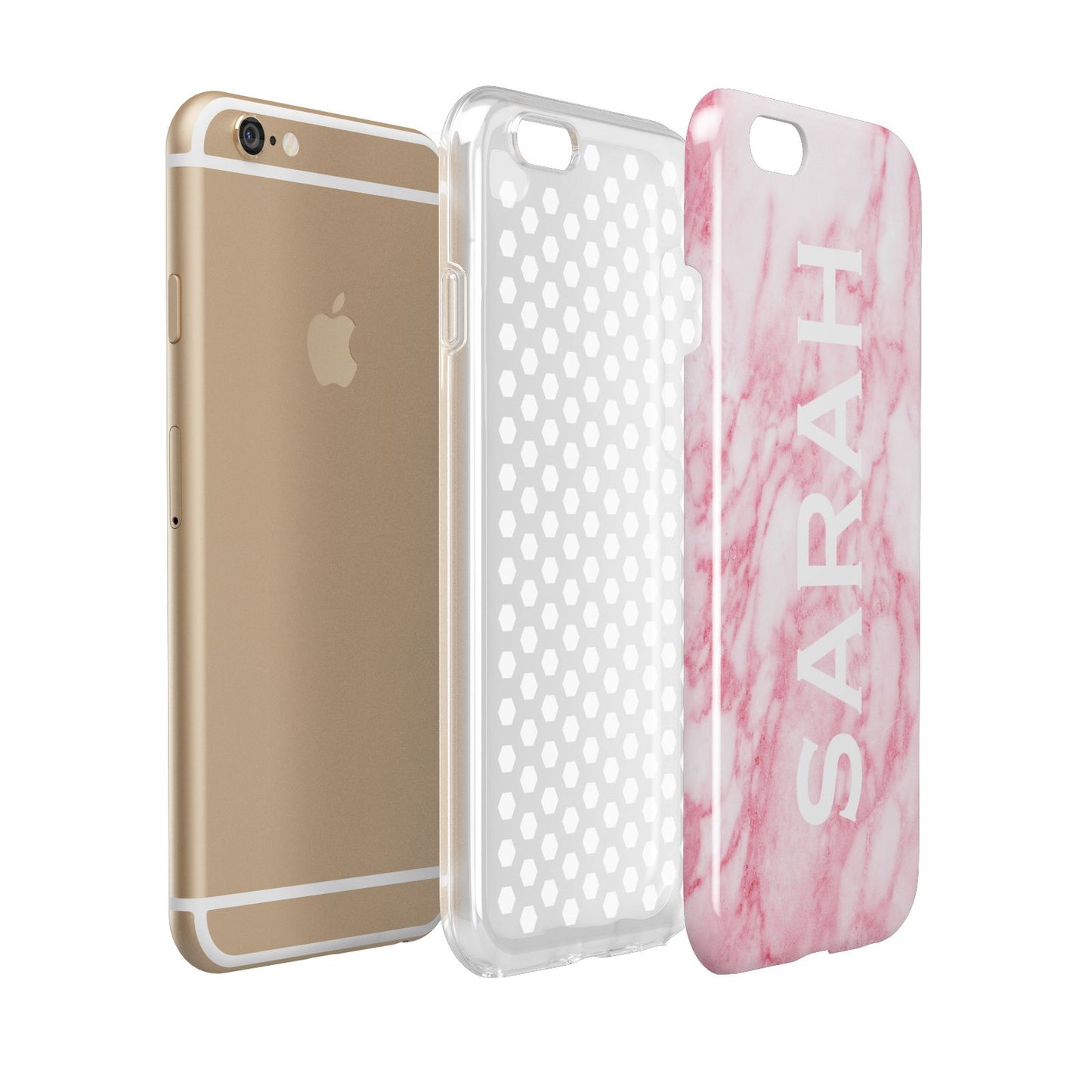 Personalised Clear Name Cutout Pink Marble Custom Apple iPhone 6 3D Tough Case Expanded view