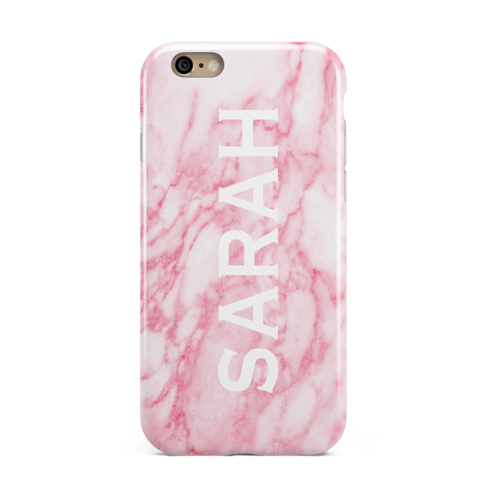 Personalised Clear Name Cutout Pink Marble Custom Apple iPhone 6 3D Tough Case