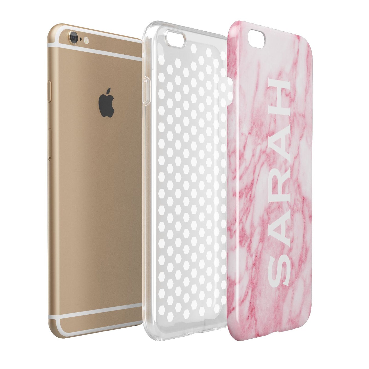 Personalised Clear Name Cutout Pink Marble Custom Apple iPhone 6 Plus 3D Tough Case Expand Detail Image