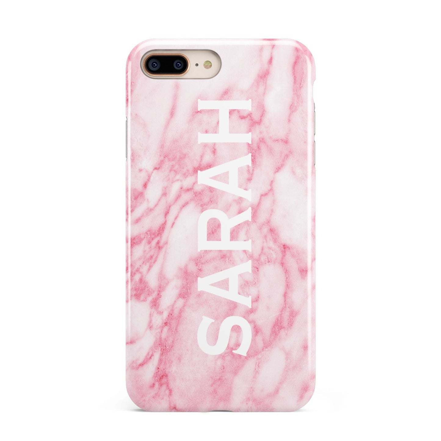 Personalised Clear Name Cutout Pink Marble Custom Apple iPhone 7 8 Plus 3D Tough Case