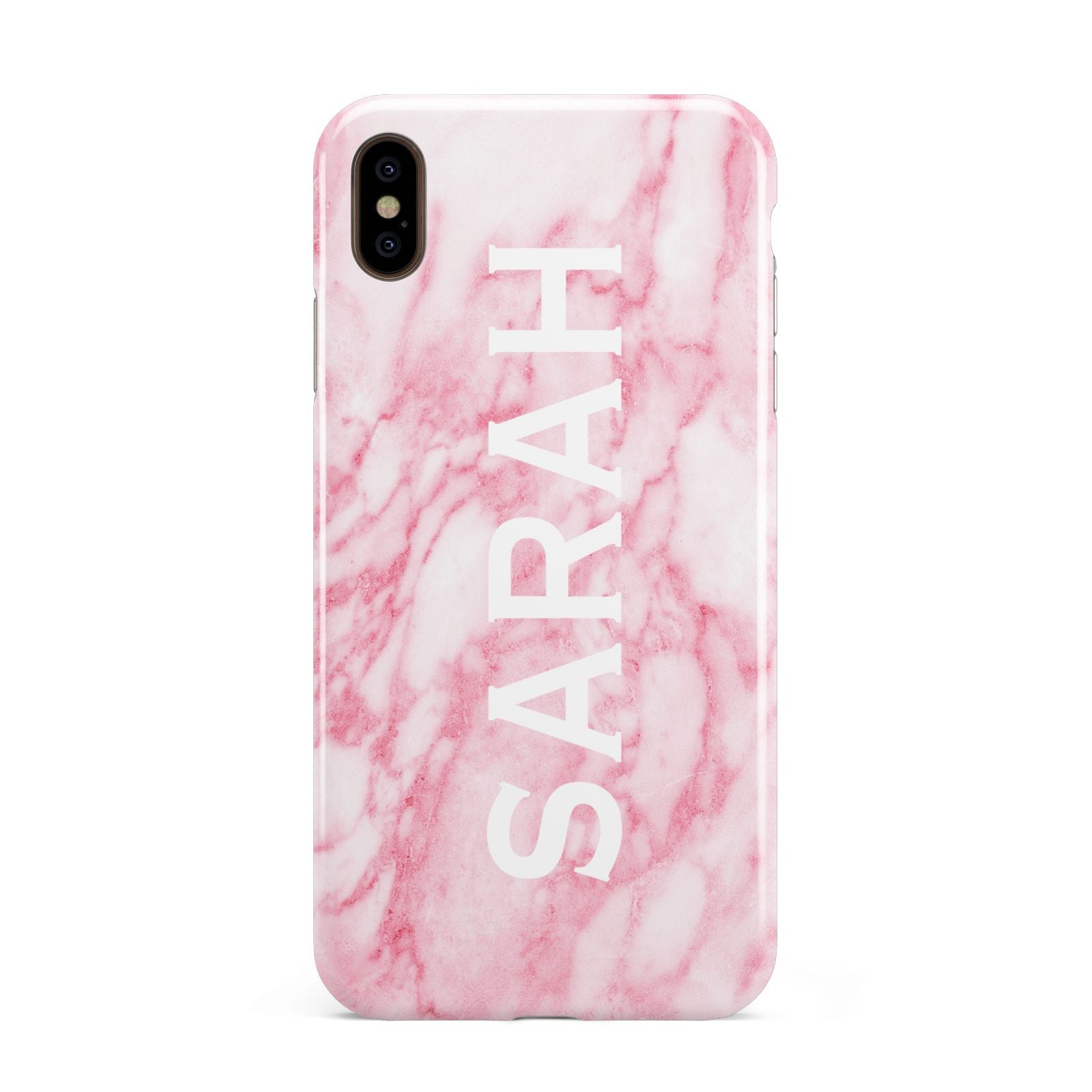 Personalised Clear Name Cutout Pink Marble Custom Apple iPhone Xs Max 3D Tough Case