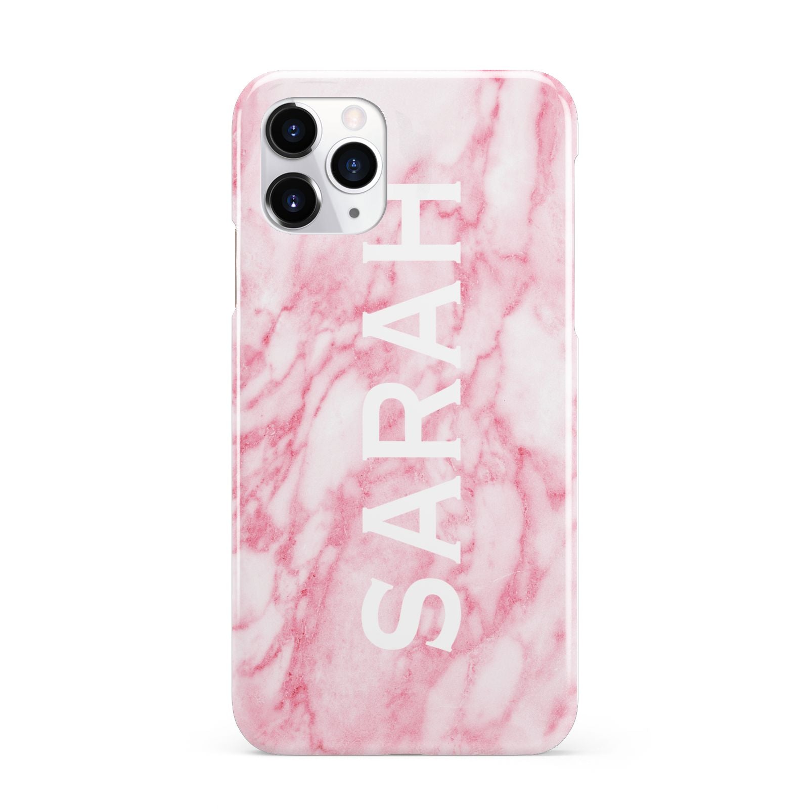 Personalised Clear Name Cutout Pink Marble Custom iPhone 11 Pro 3D Snap Case