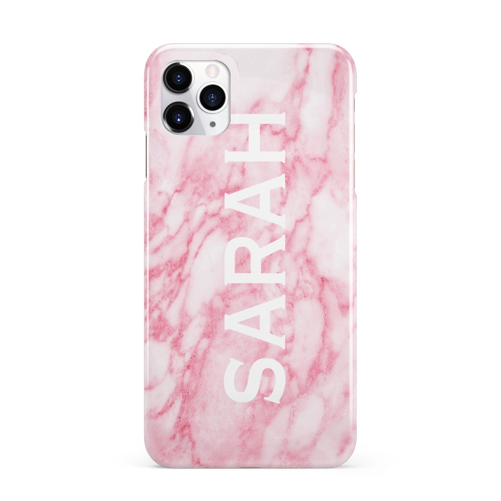 Personalised Clear Name Cutout Pink Marble Custom iPhone 11 Pro Max 3D Snap Case