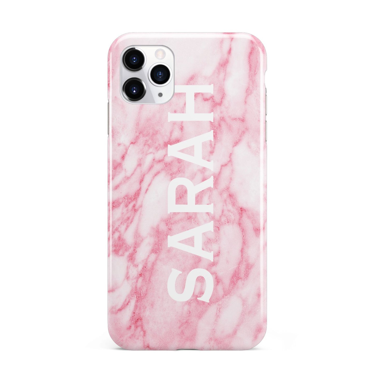 Personalised Clear Name Cutout Pink Marble Custom iPhone 11 Pro Max 3D Tough Case