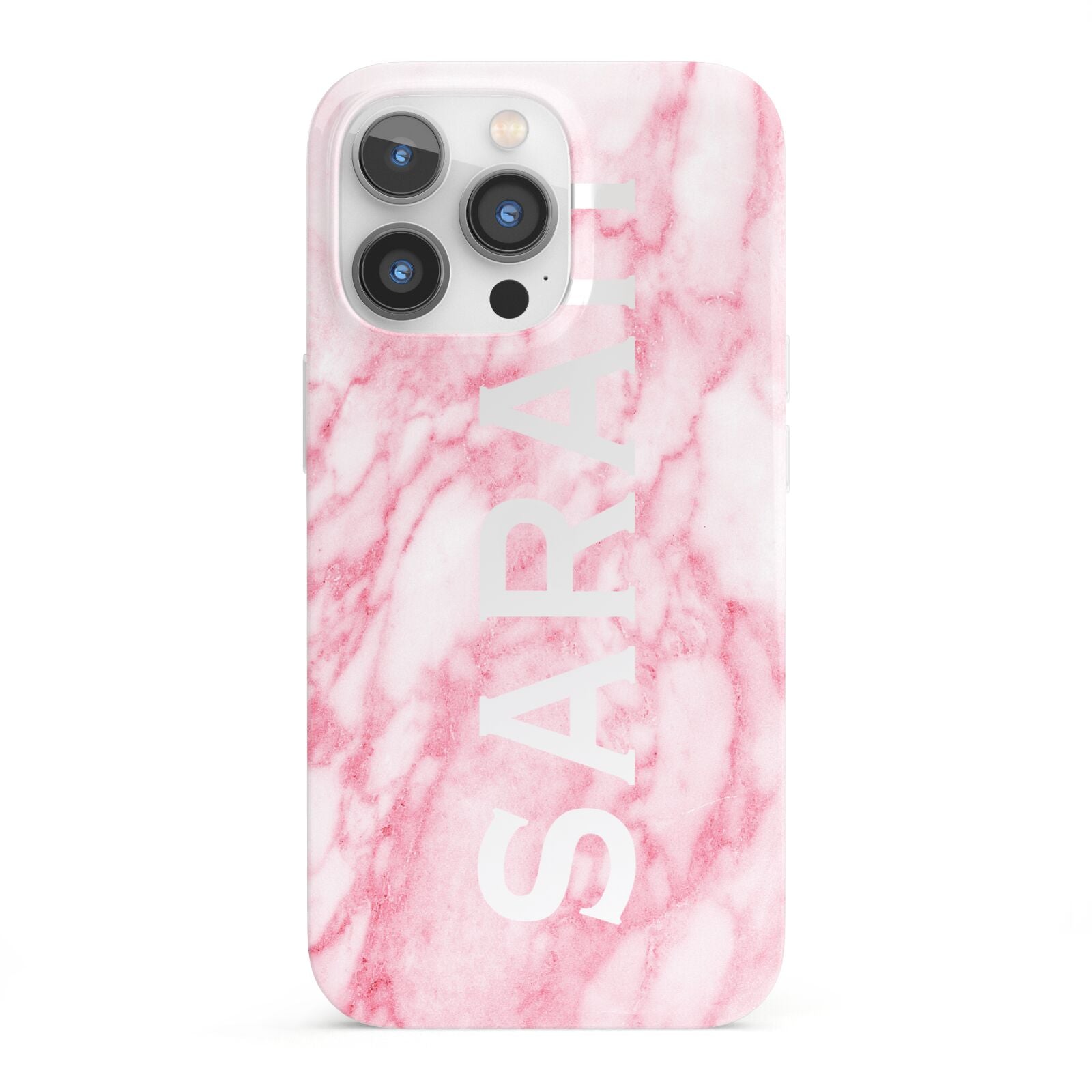 Personalised Clear Name Cutout Pink Marble Custom iPhone 13 Pro Full Wrap 3D Snap Case