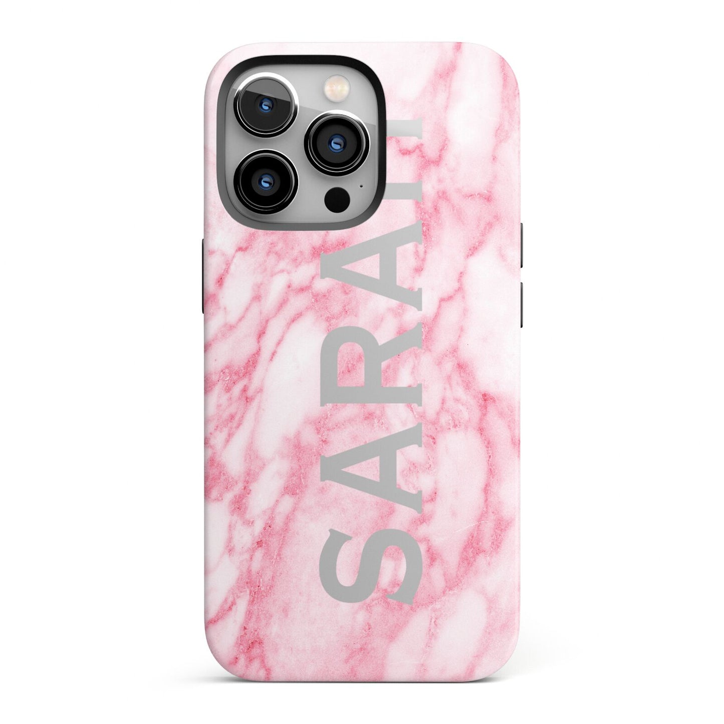 Personalised Clear Name Cutout Pink Marble Custom iPhone 13 Pro Full Wrap 3D Tough Case