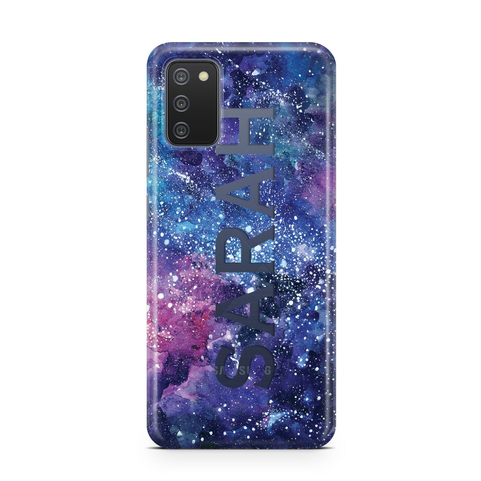 Personalised Clear Name Cutout Space Nebula Custom Samsung A02s Case