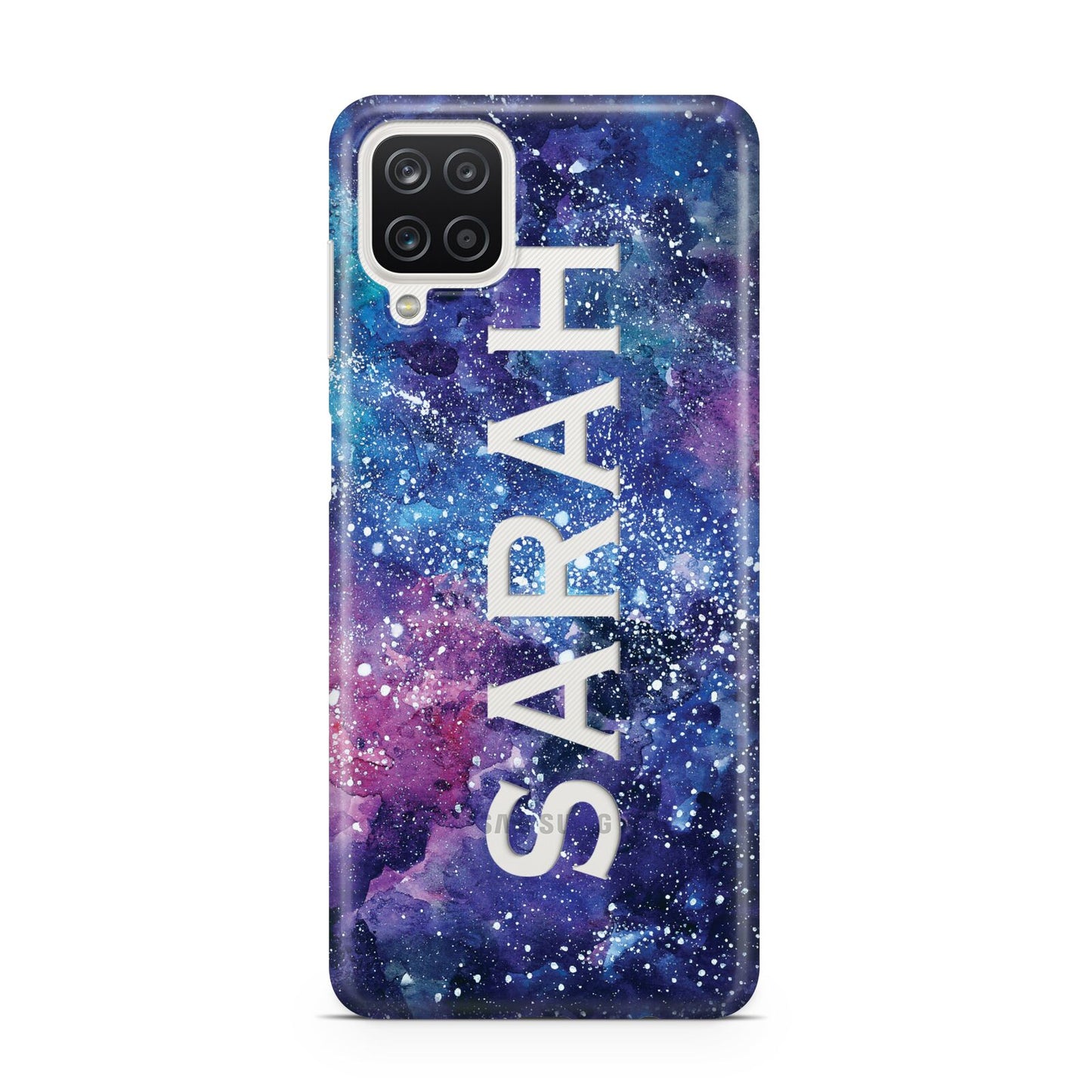 Personalised Clear Name Cutout Space Nebula Custom Samsung A12 Case