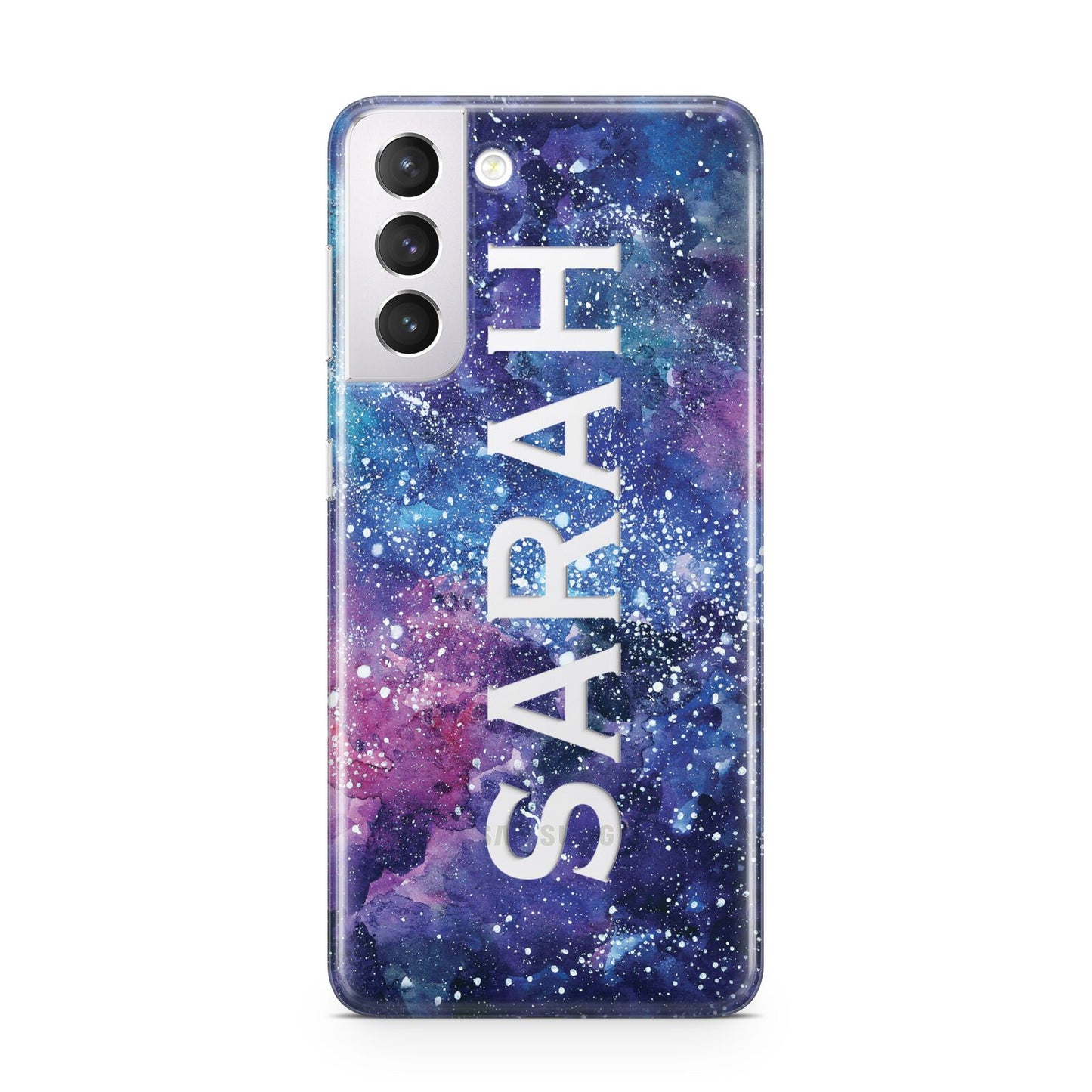 Personalised Clear Name Cutout Space Nebula Custom Samsung S21 Case