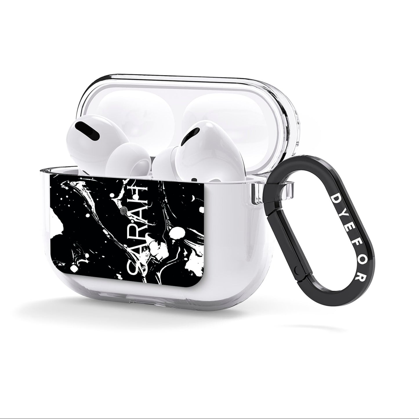 Personalised Clear Name Cutout Swirl Marble Custom AirPods Clear Case 3rd Gen Side Image