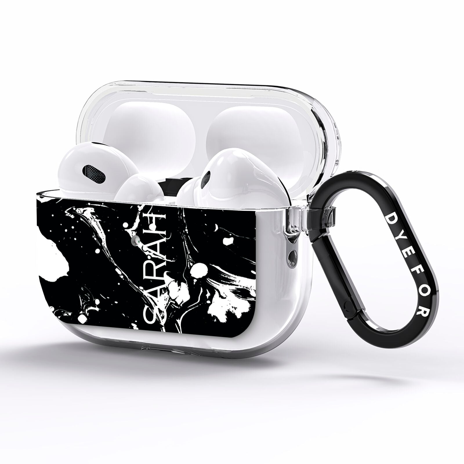 Personalised Clear Name Cutout Swirl Marble Custom AirPods Pro Clear Case Side Image