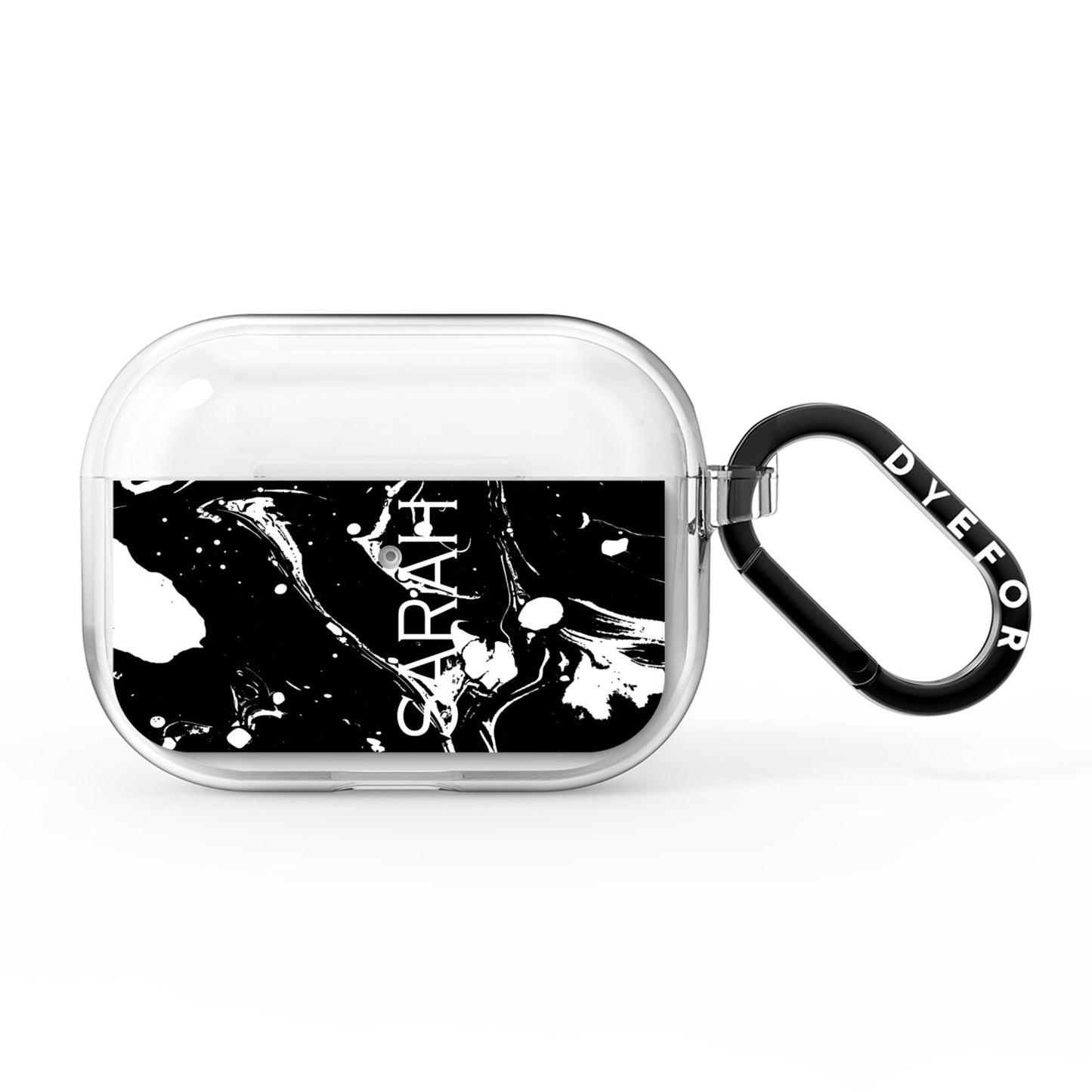 Personalised Clear Name Cutout Swirl Marble Custom AirPods Pro Clear Case