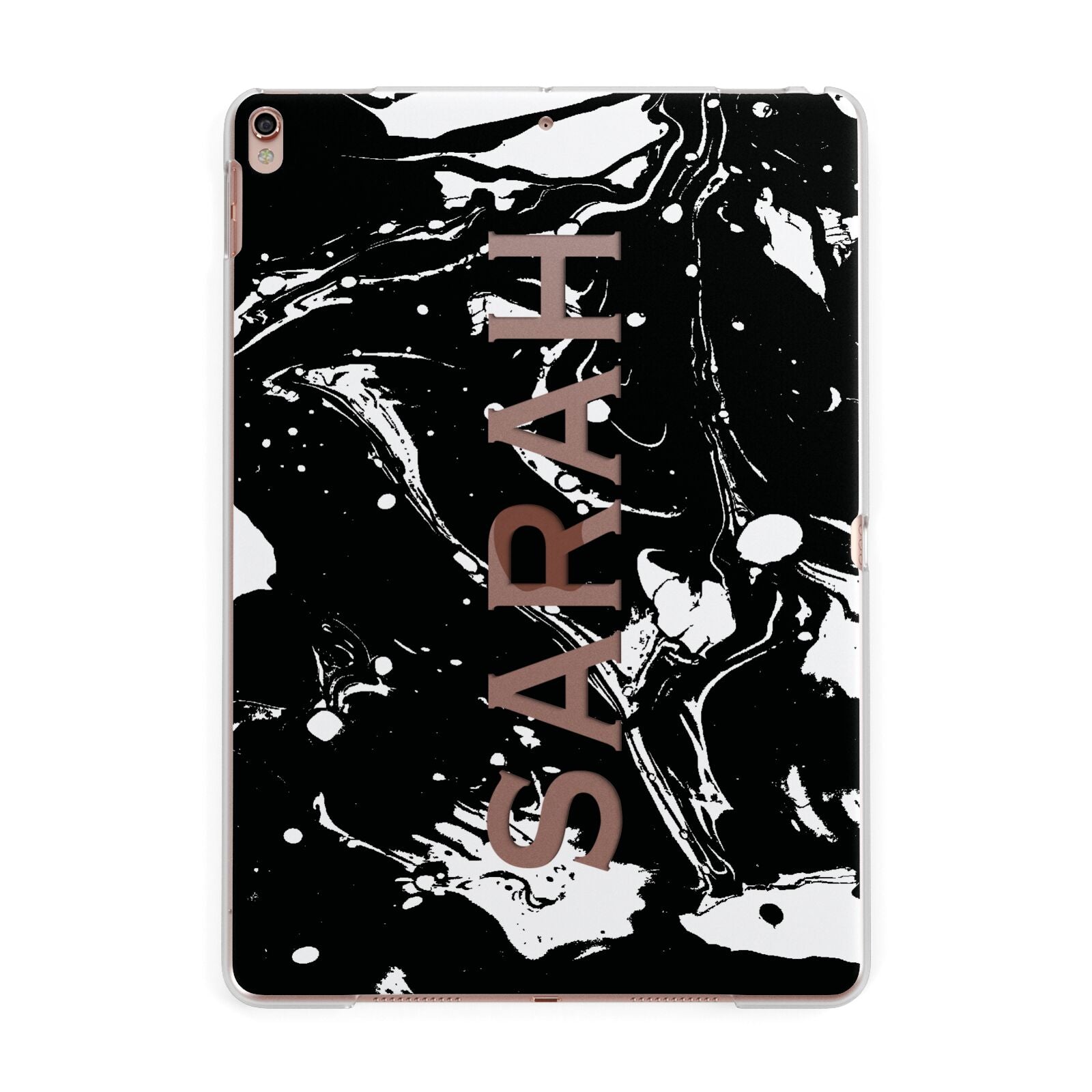 Personalised Clear Name Cutout Swirl Marble Custom Apple iPad Rose Gold Case