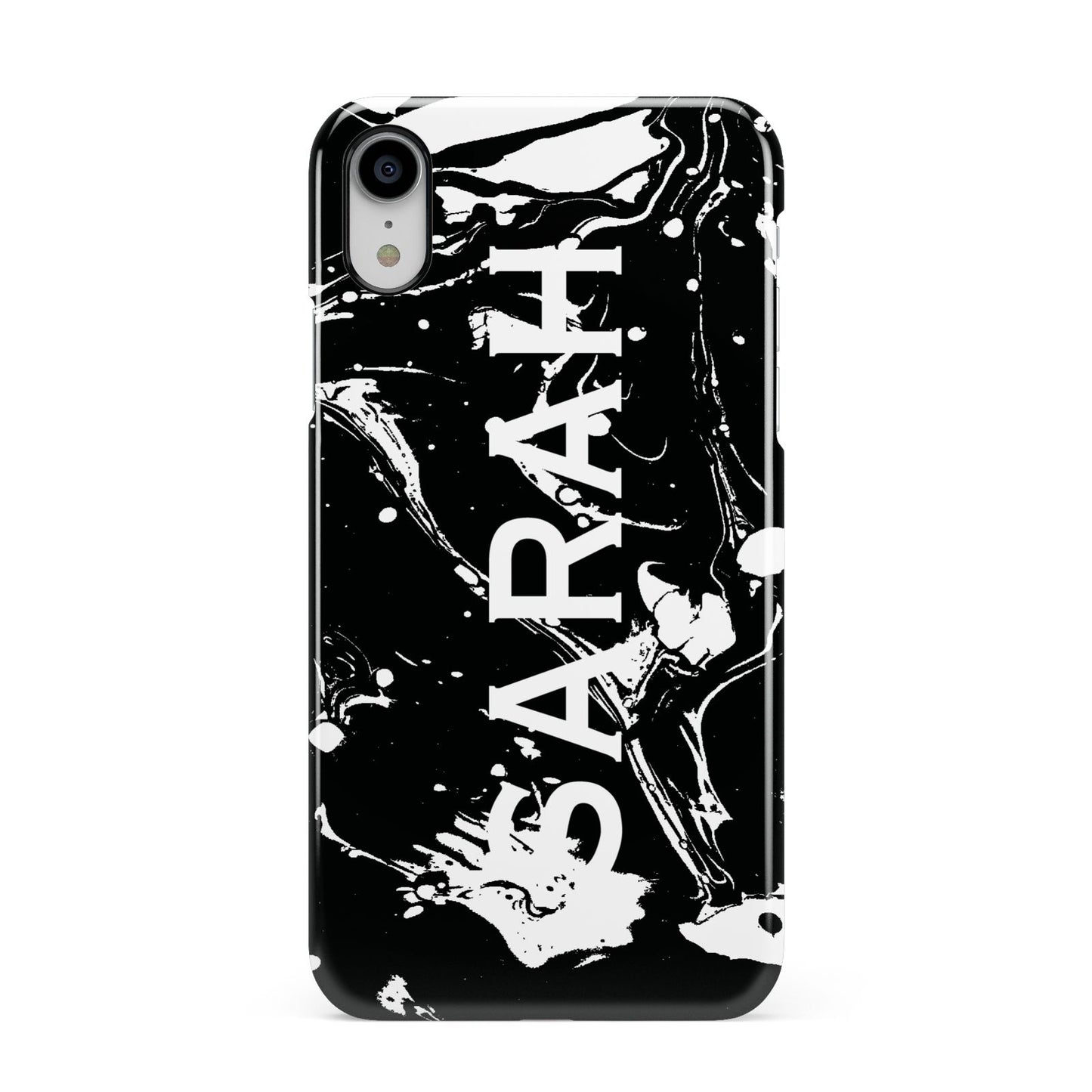 Personalised Clear Name Cutout Swirl Marble Custom Apple iPhone XR White 3D Snap Case