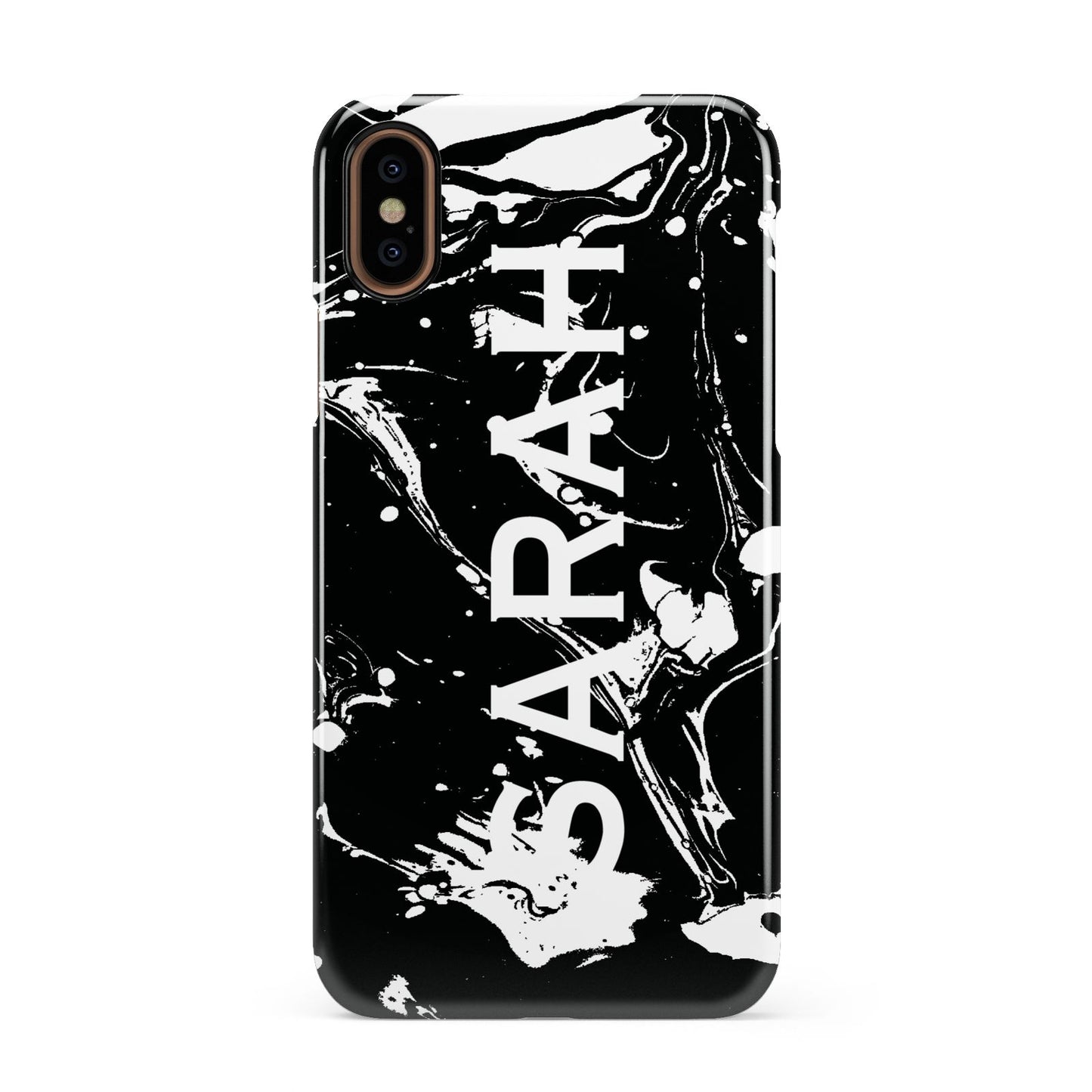 Personalised Clear Name Cutout Swirl Marble Custom Apple iPhone XS 3D Snap Case