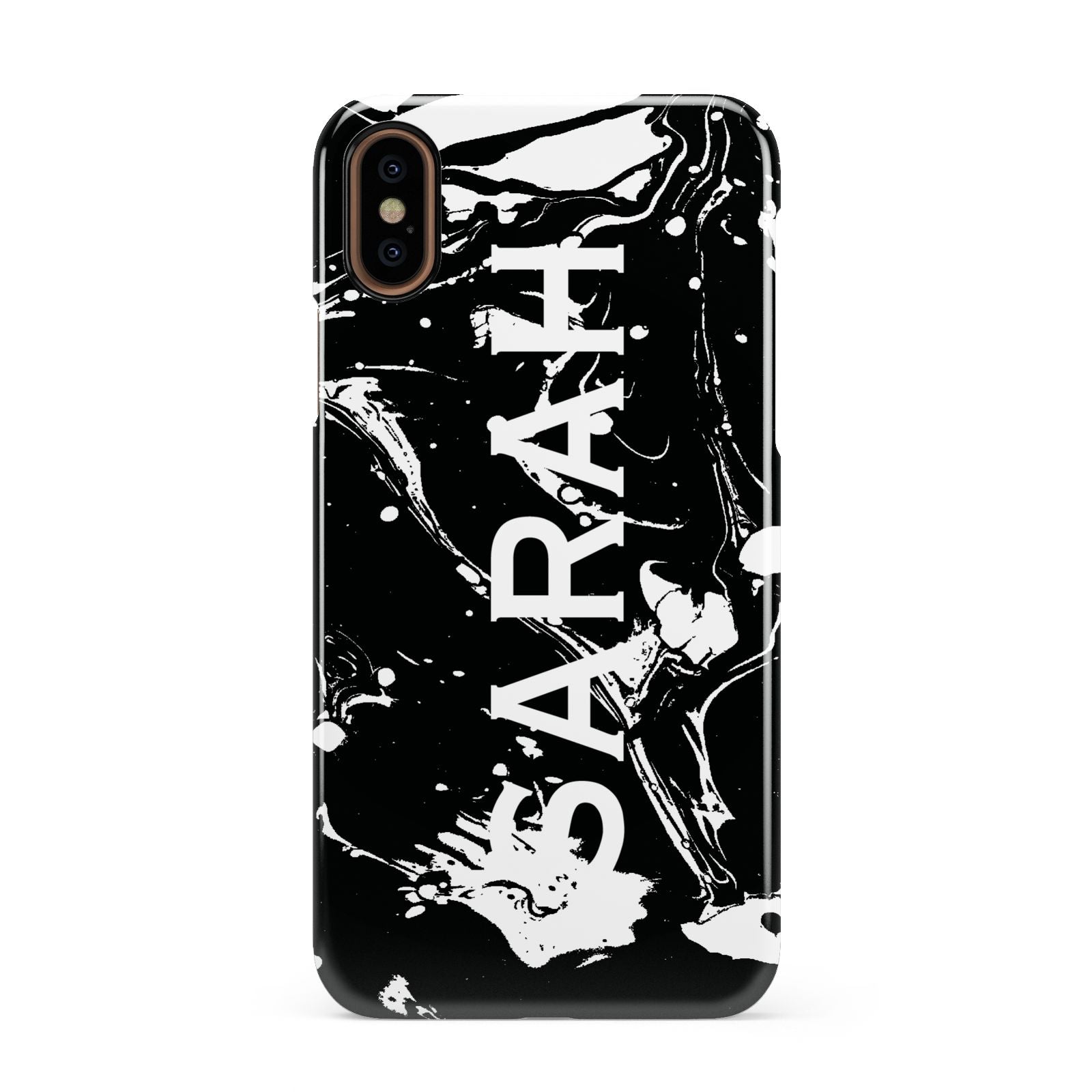 Personalised Clear Name Cutout Swirl Marble Custom Apple iPhone XS 3D Snap Case