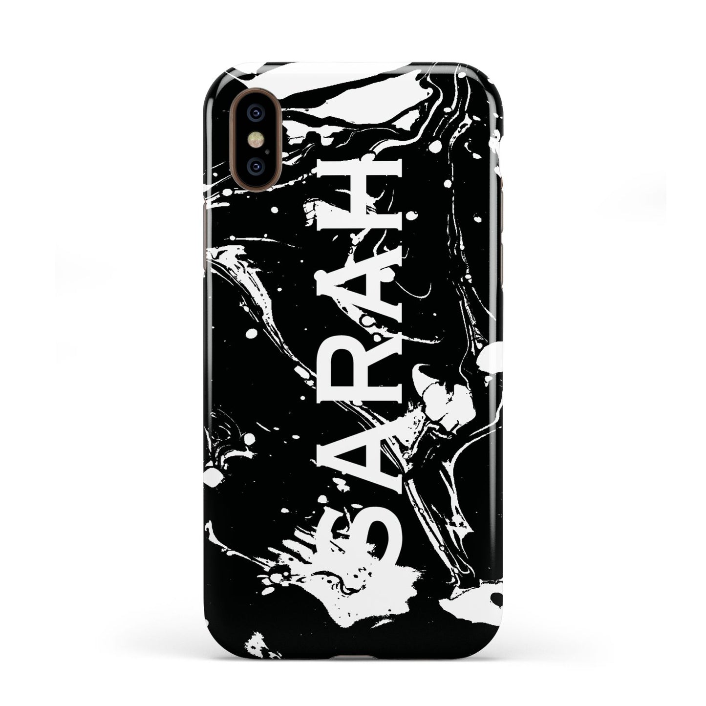 Personalised Clear Name Cutout Swirl Marble Custom Apple iPhone XS 3D Tough