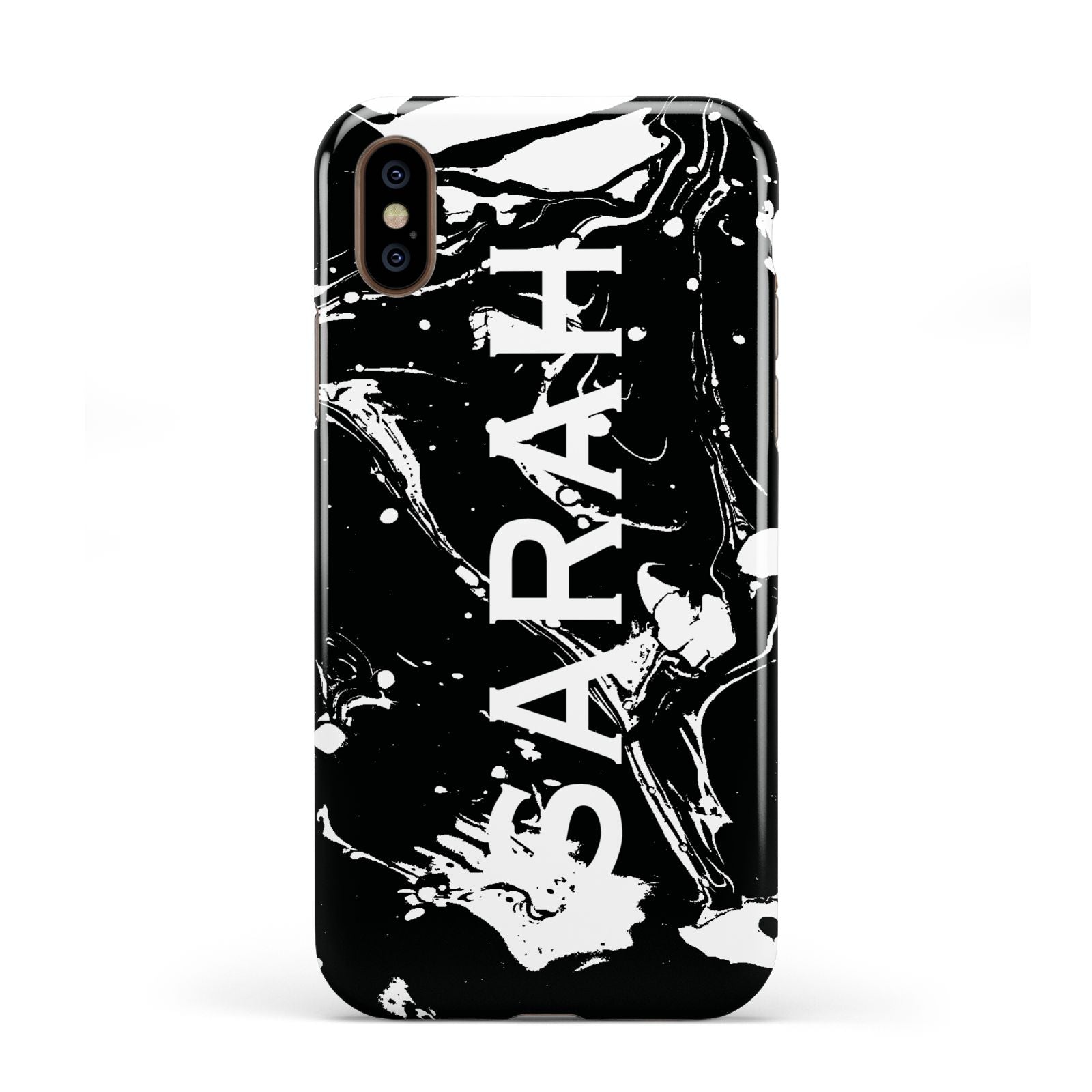 Personalised Clear Name Cutout Swirl Marble Custom Apple iPhone XS 3D Tough