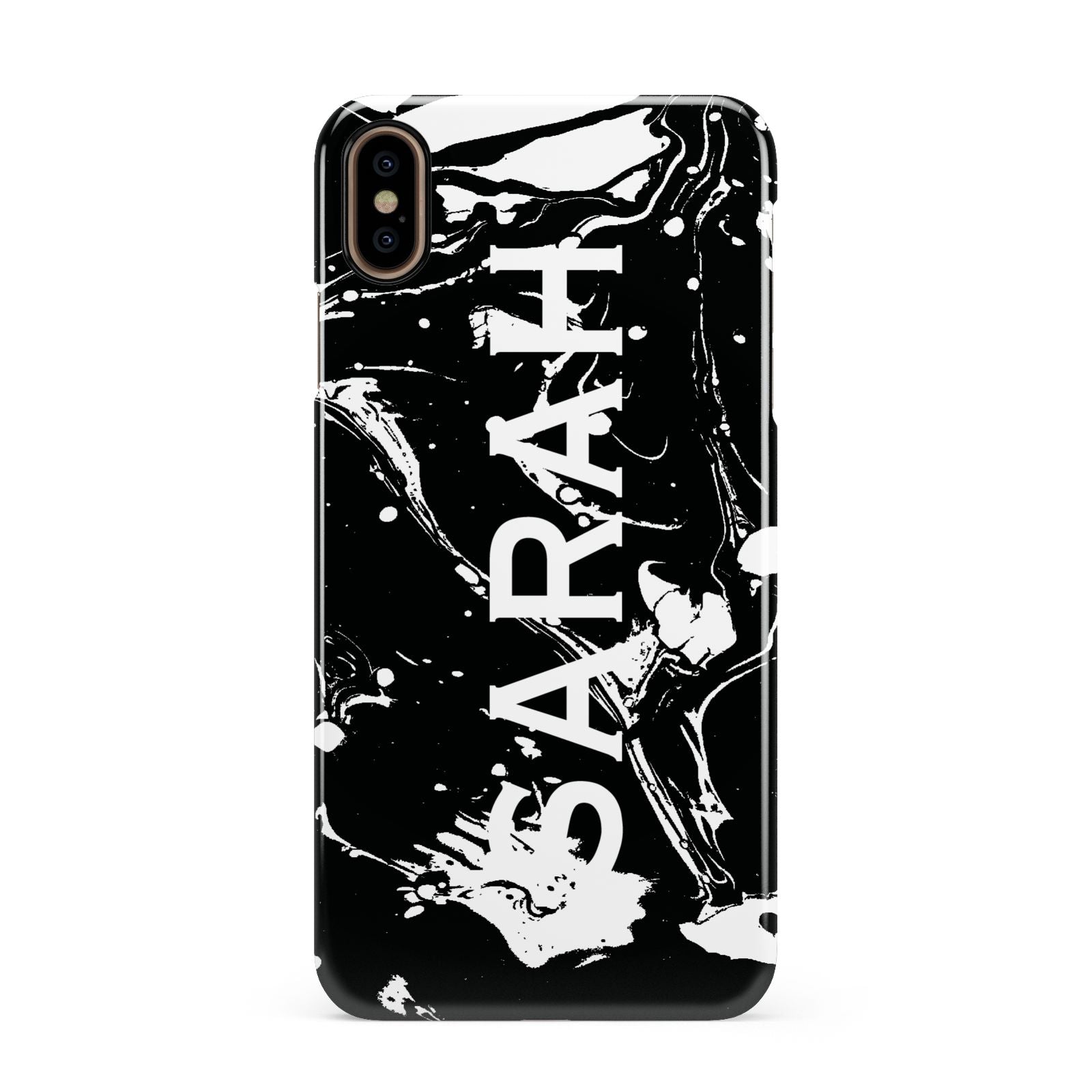 Personalised Clear Name Cutout Swirl Marble Custom Apple iPhone Xs Max 3D Snap Case