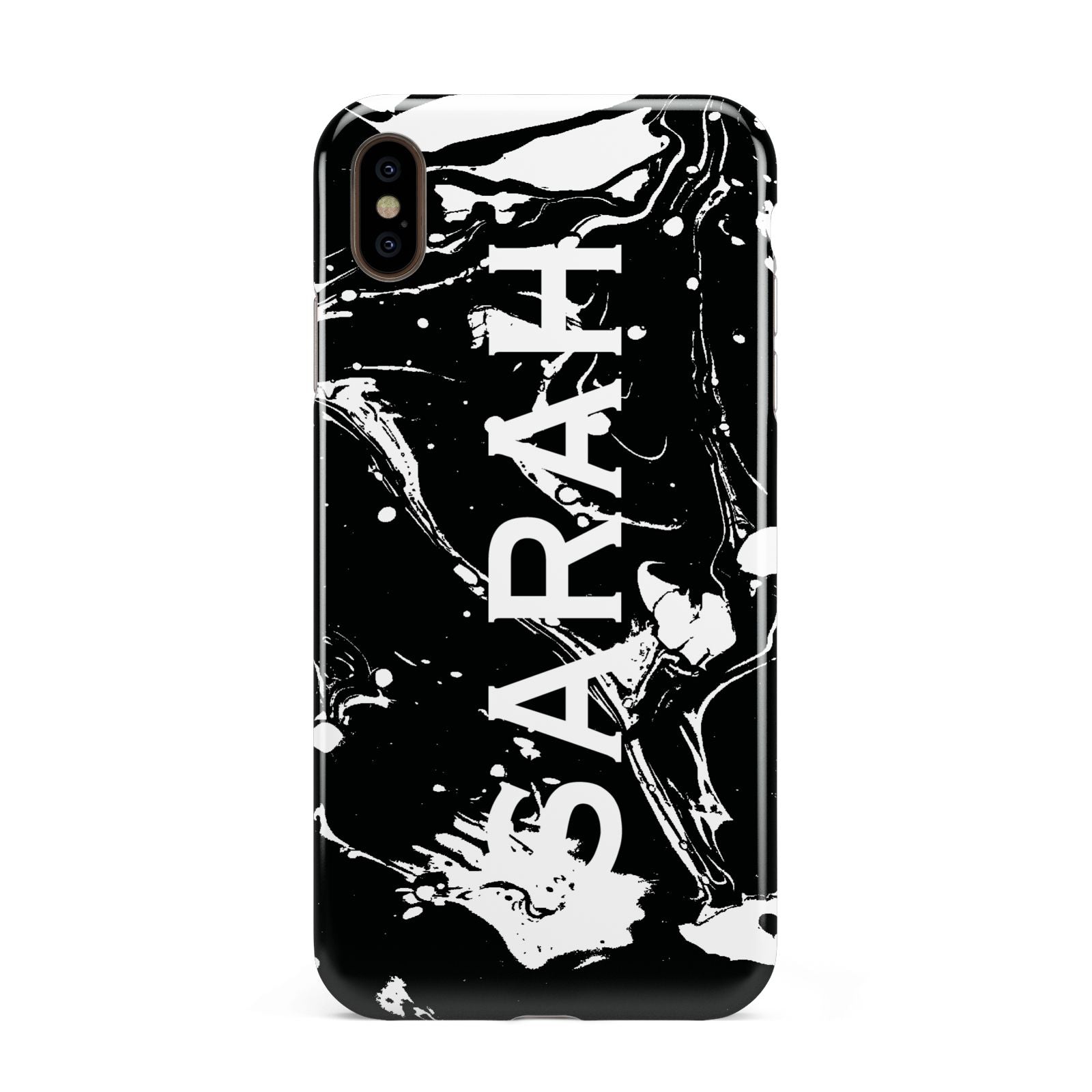 Personalised Clear Name Cutout Swirl Marble Custom Apple iPhone Xs Max 3D Tough Case