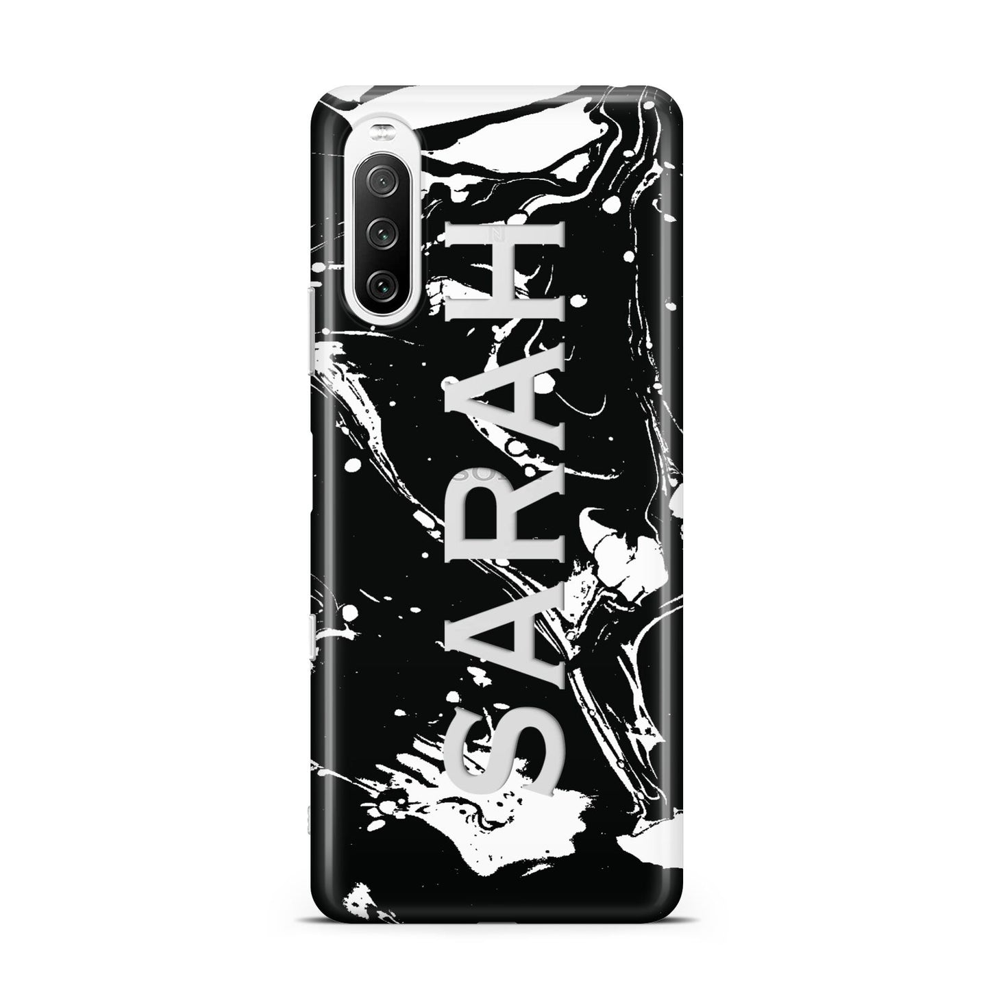 Personalised Clear Name Cutout Swirl Marble Custom Sony Xperia 10 III Case