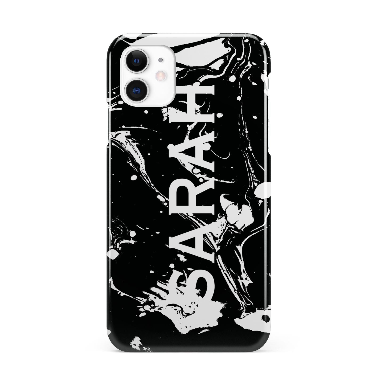 Personalised Clear Name Cutout Swirl Marble Custom iPhone 11 3D Snap Case