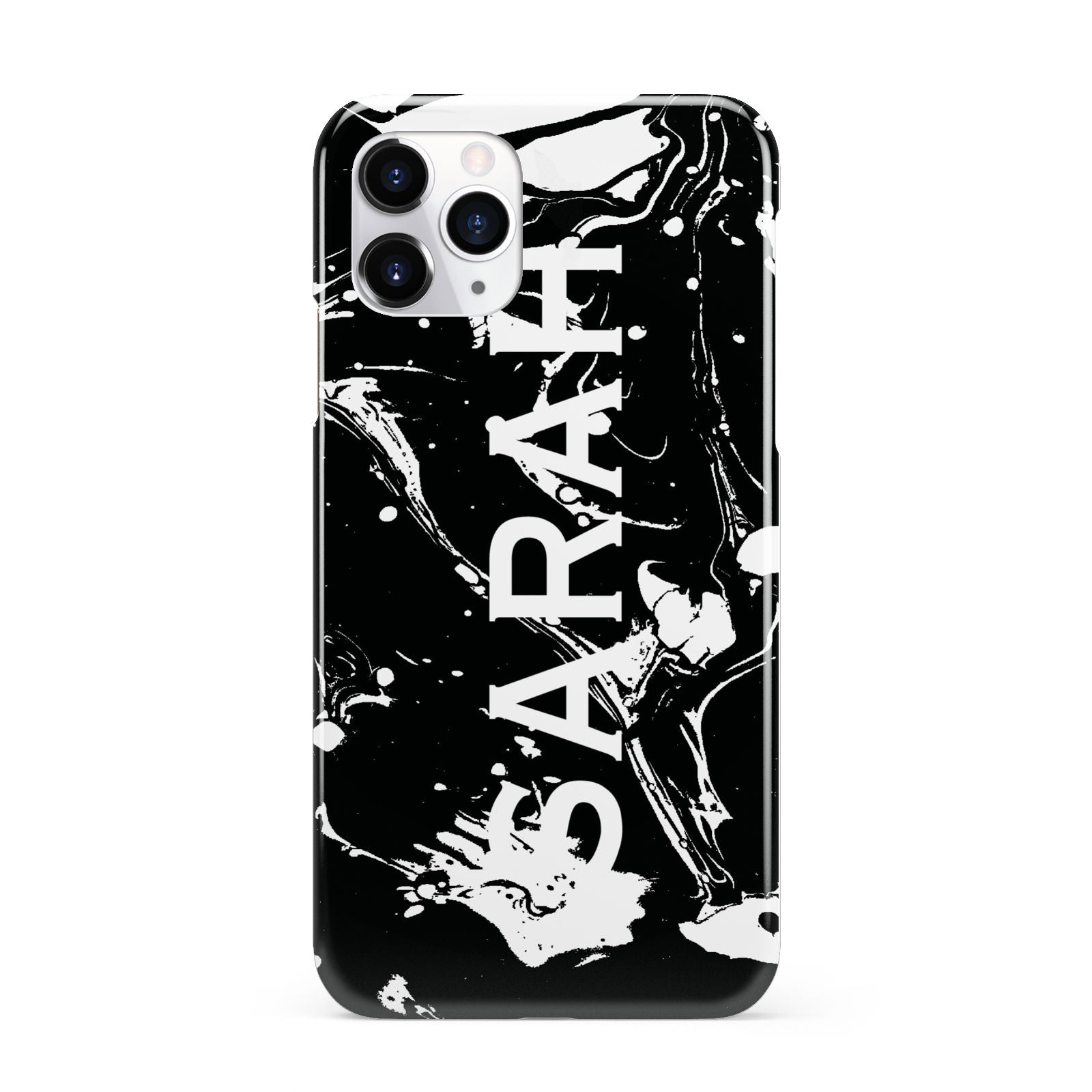 Personalised Clear Name Cutout Swirl Marble Custom iPhone 11 Pro 3D Snap Case