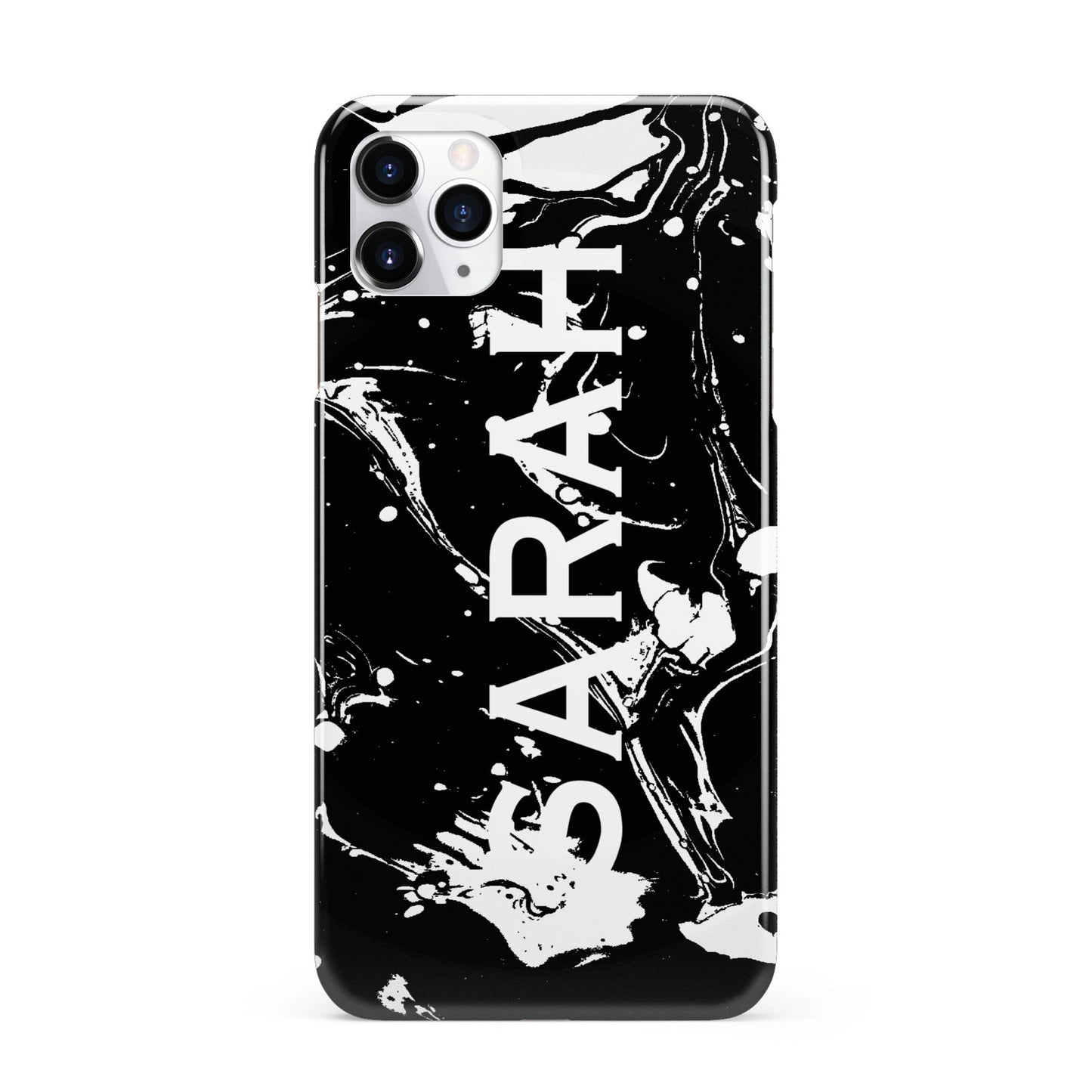 Personalised Clear Name Cutout Swirl Marble Custom iPhone 11 Pro Max 3D Snap Case