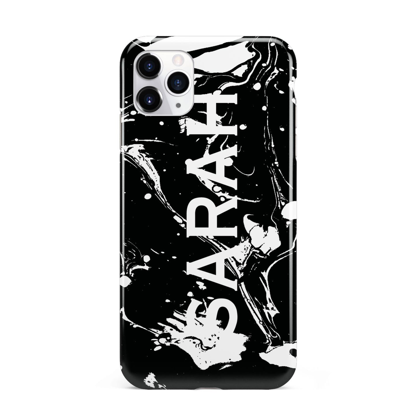 Personalised Clear Name Cutout Swirl Marble Custom iPhone 11 Pro Max 3D Tough Case