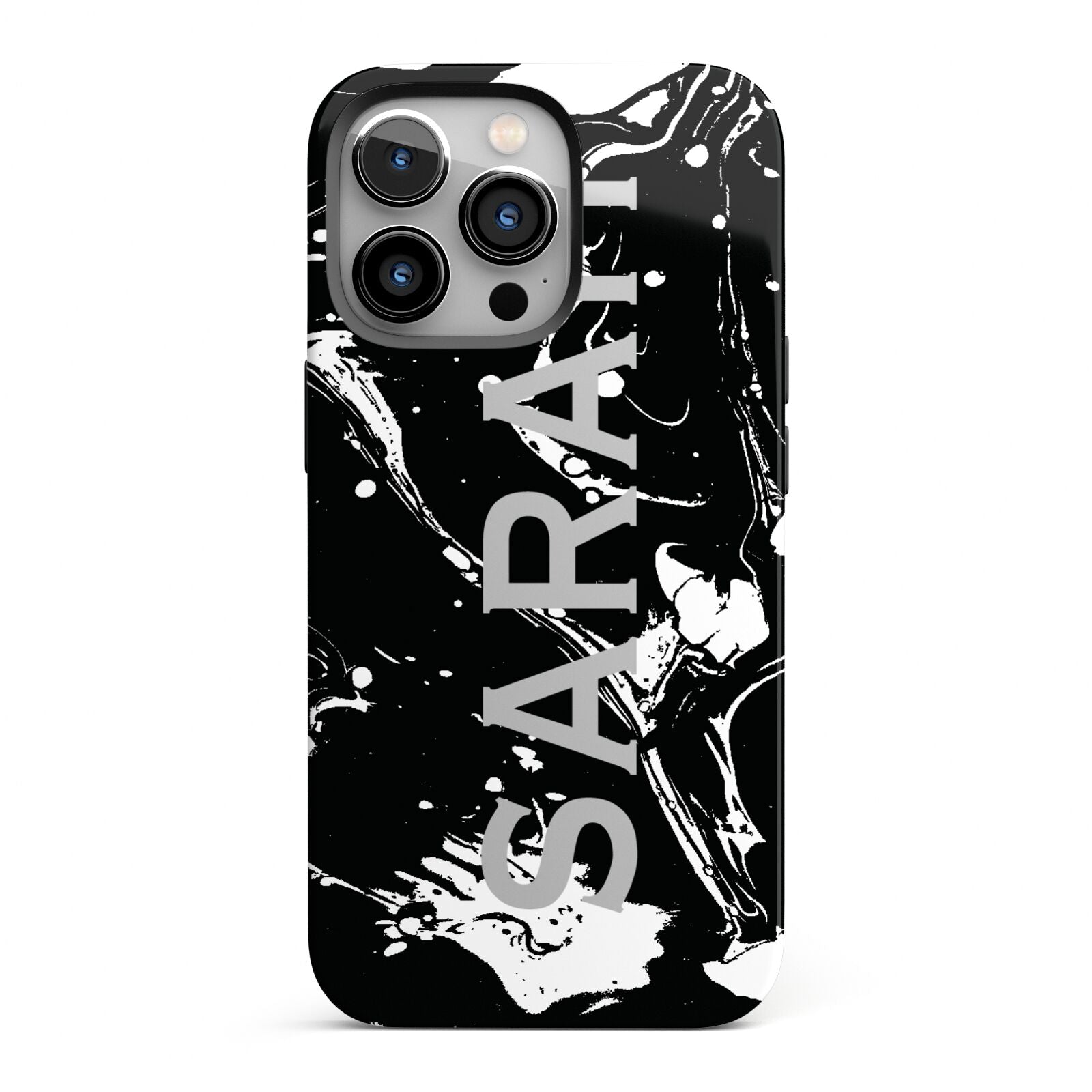 Personalised Clear Name Cutout Swirl Marble Custom iPhone 13 Pro Full Wrap 3D Tough Case