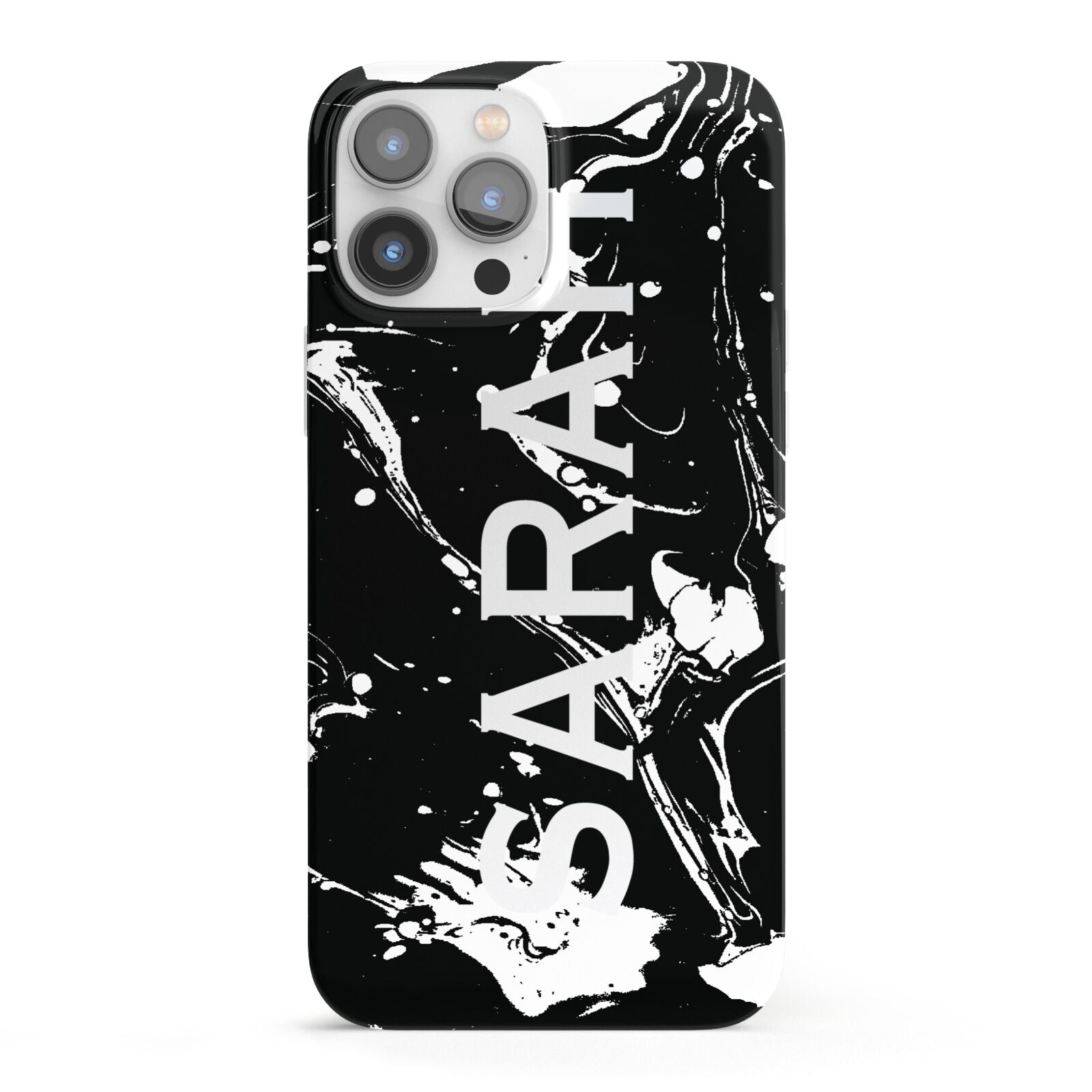 Personalised Clear Name Cutout Swirl Marble Custom iPhone 13 Pro Max Full Wrap 3D Snap Case