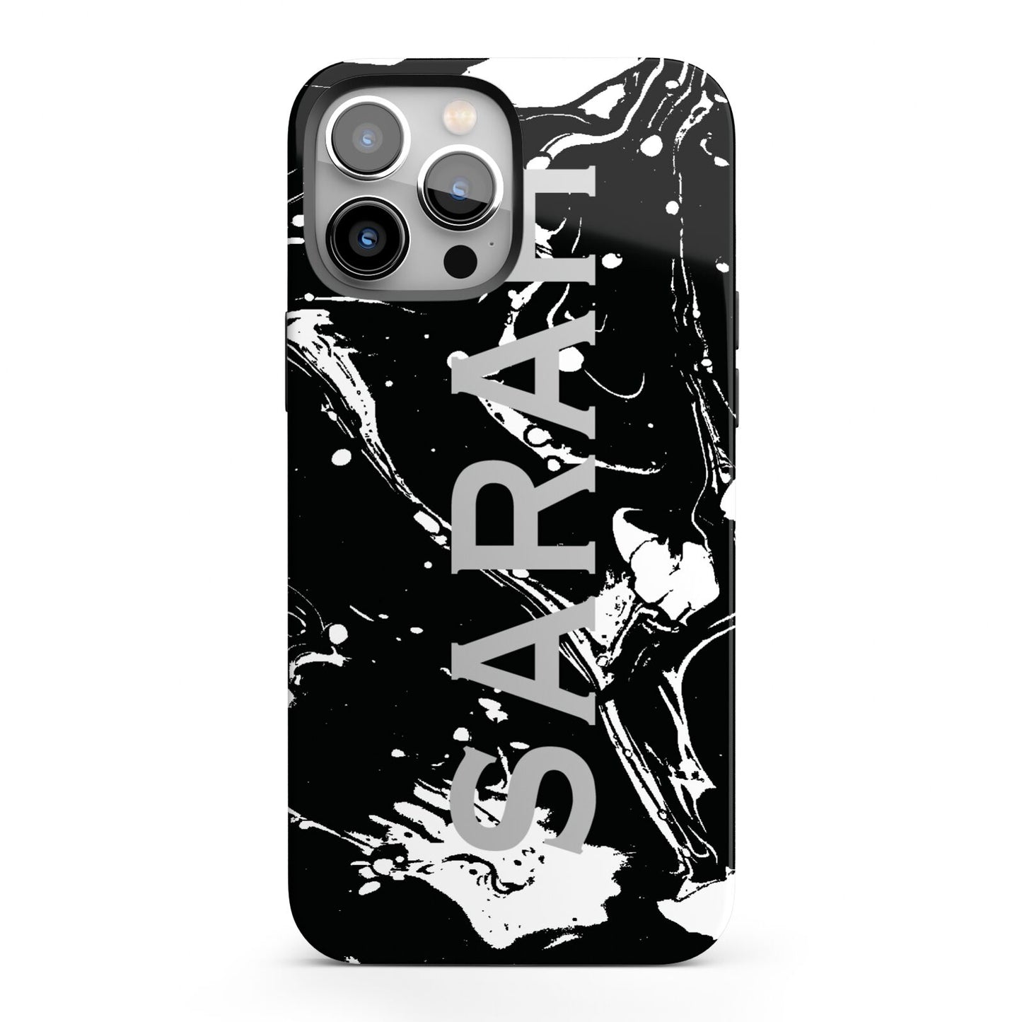 Personalised Clear Name Cutout Swirl Marble Custom iPhone 13 Pro Max Full Wrap 3D Tough Case