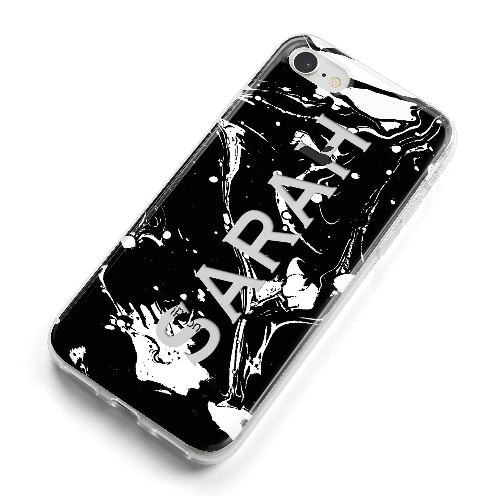 Personalised Clear Name Cutout Swirl Marble Custom iPhone 8 Bumper Case on Silver iPhone Alternative Image