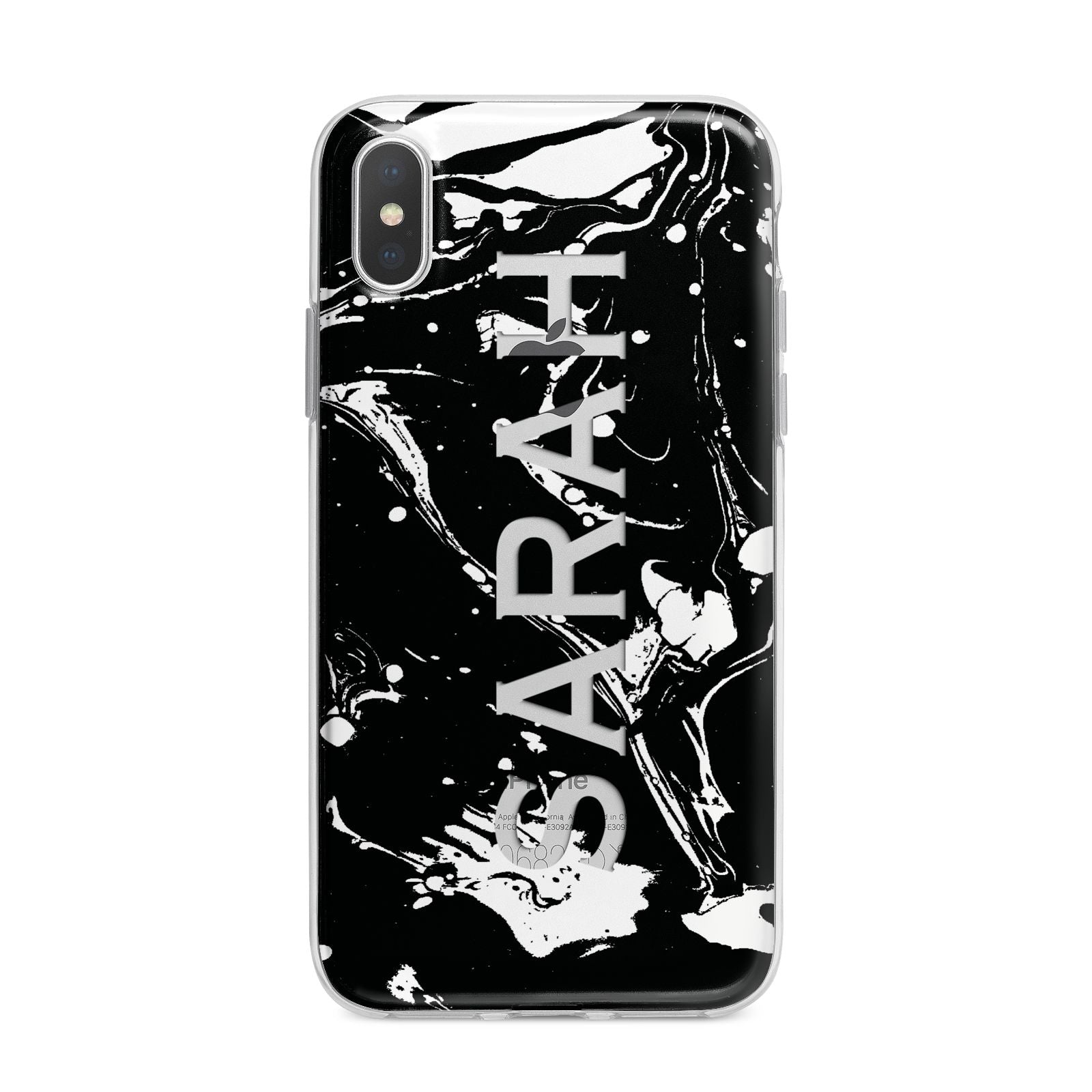 Personalised Clear Name Cutout Swirl Marble Custom iPhone X Bumper Case on Silver iPhone Alternative Image 1