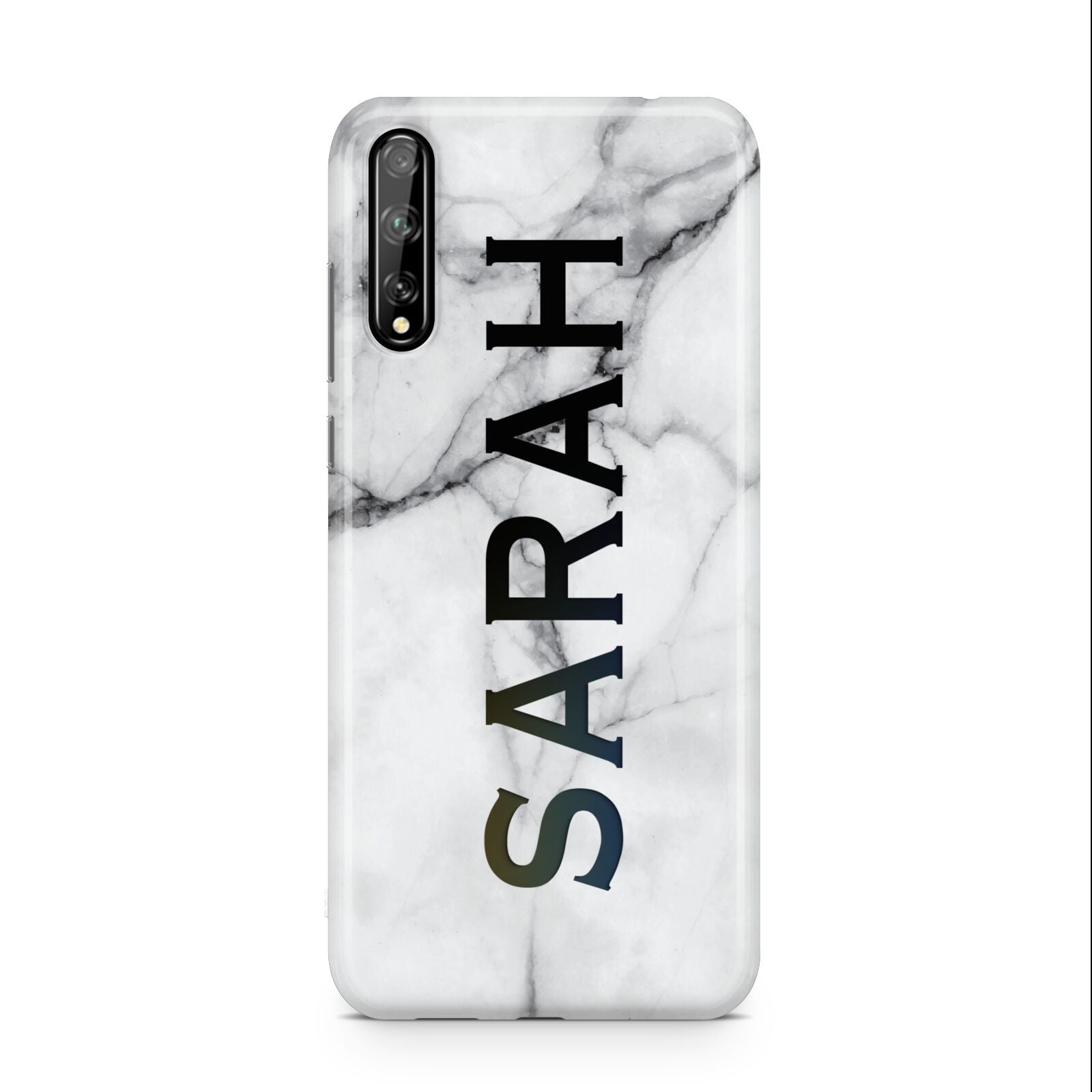 Personalised Clear Name See Through Grey Marble Huawei Enjoy 10s Phone Case